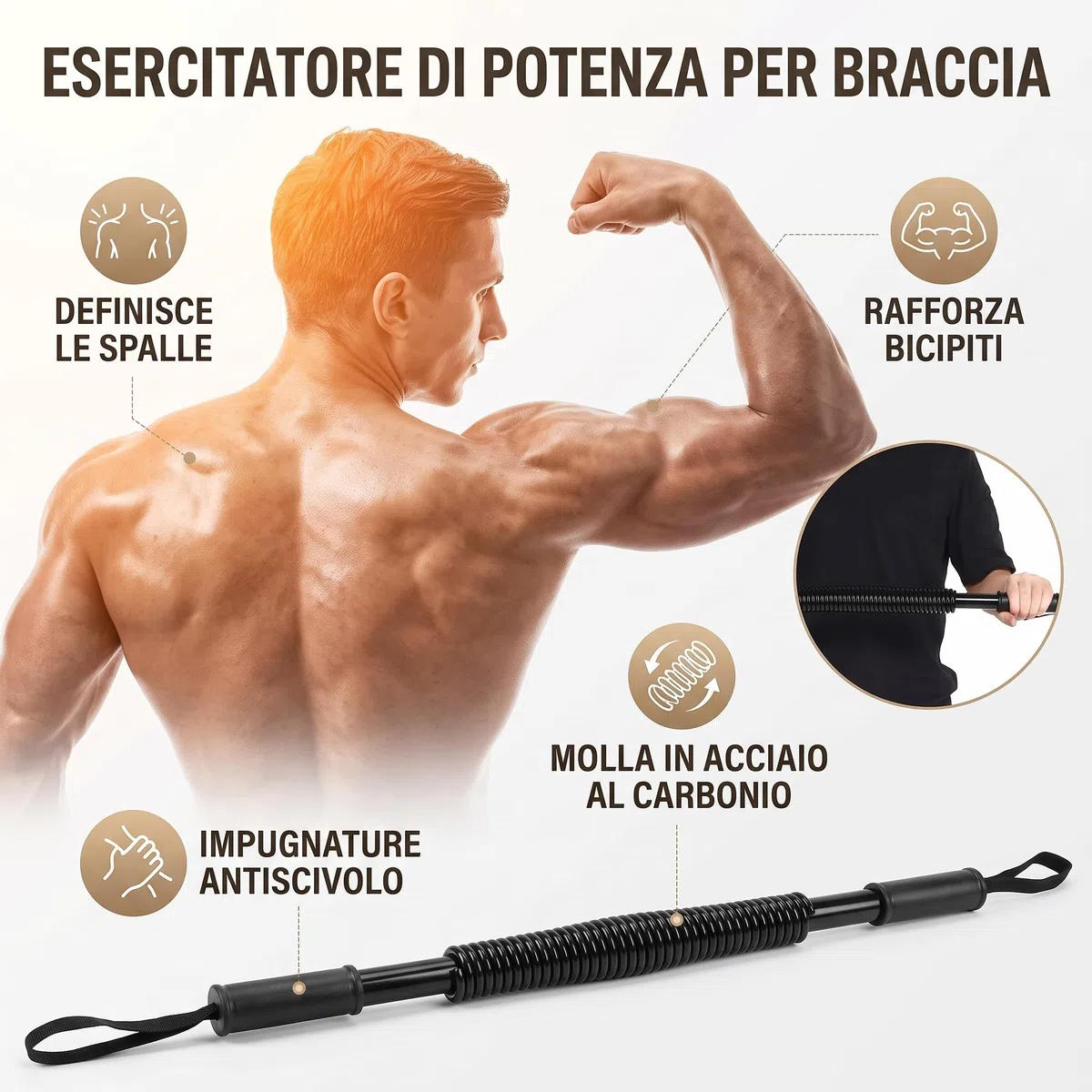 Alomejor Power Twister Arm Power Exerciser do ramion pleców klatki piersiowej mięśni ramion wiosna ćwiczenia fitness narzędzie