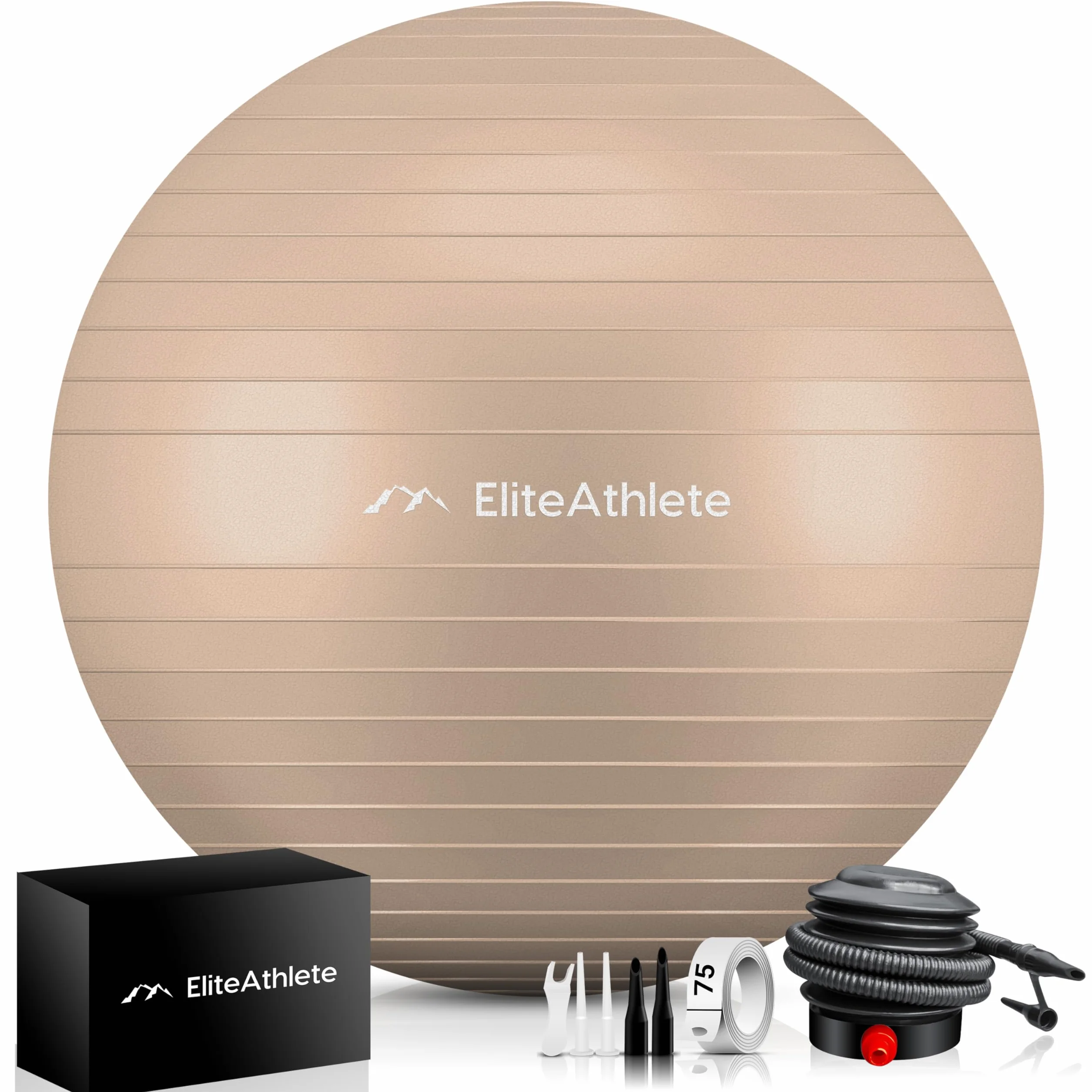 EliteAthlete Ergonomiczna piłka do siedzenia, z systemem zapobiegającym pękaniu, do fitnessu, pilatesu, ciąży, jogi, 65 cm, w zestawie z pompką