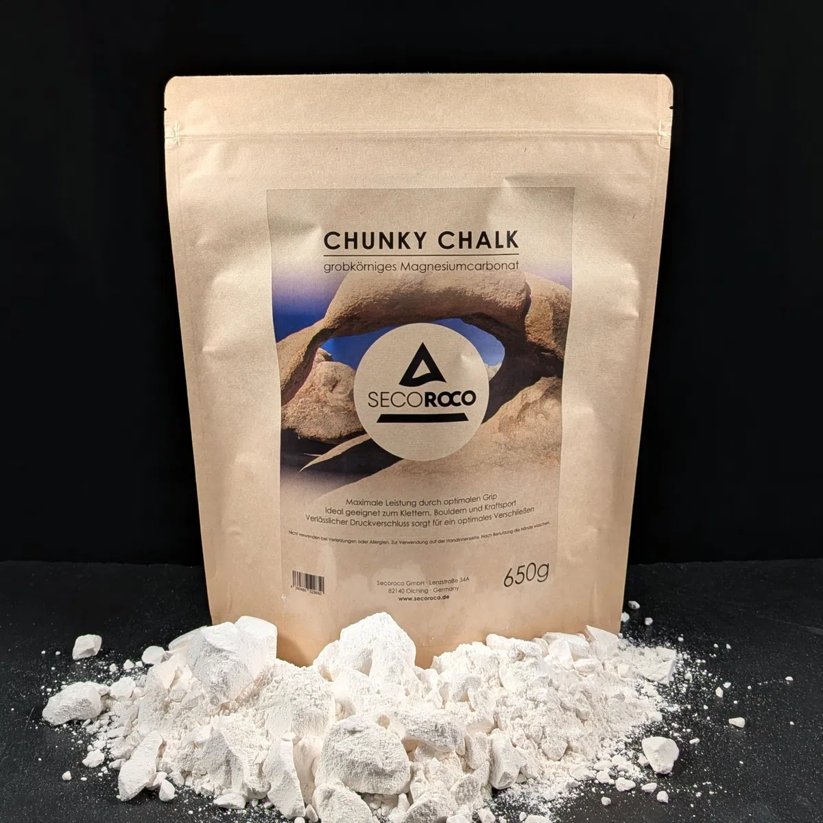 Chalk do wspinaczki, 650 g, drobny i gruboziarnisty proszek Chalk Powder, węglan magnezu do wspinaczki, boulderingu i fitnessu, worek z zamknięciem na zatrzask