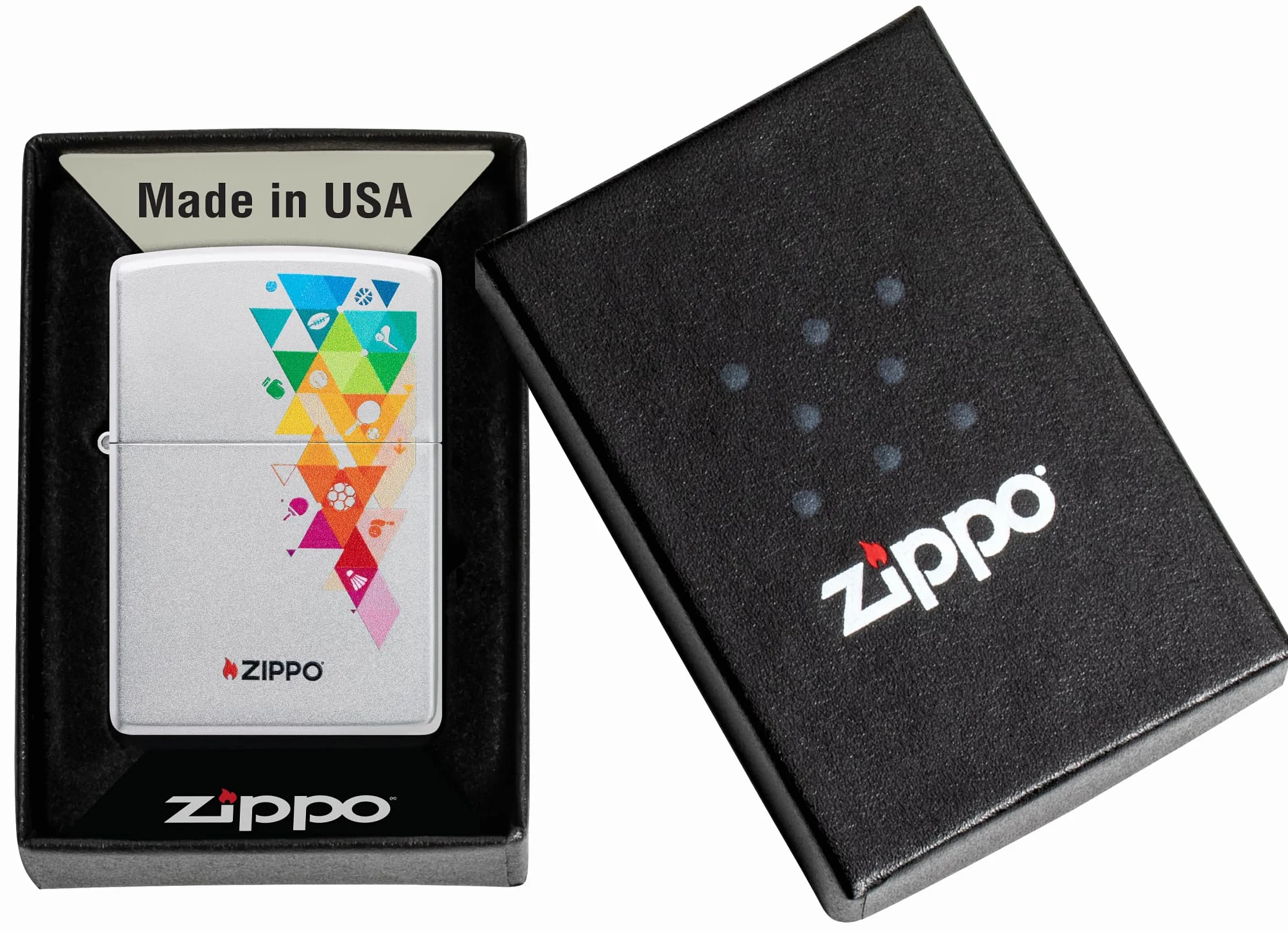 Zippo Sports Icons Zapalniczka Sztormowa, Kolorowy Nadruk, do Napełniania, Wielokrotnego Użytku, Wiatroodporna Konstrukcja, Pudełko na Prezent, Wykonano w USA, Kolor Satynowy Chrom (Satin Chrome)