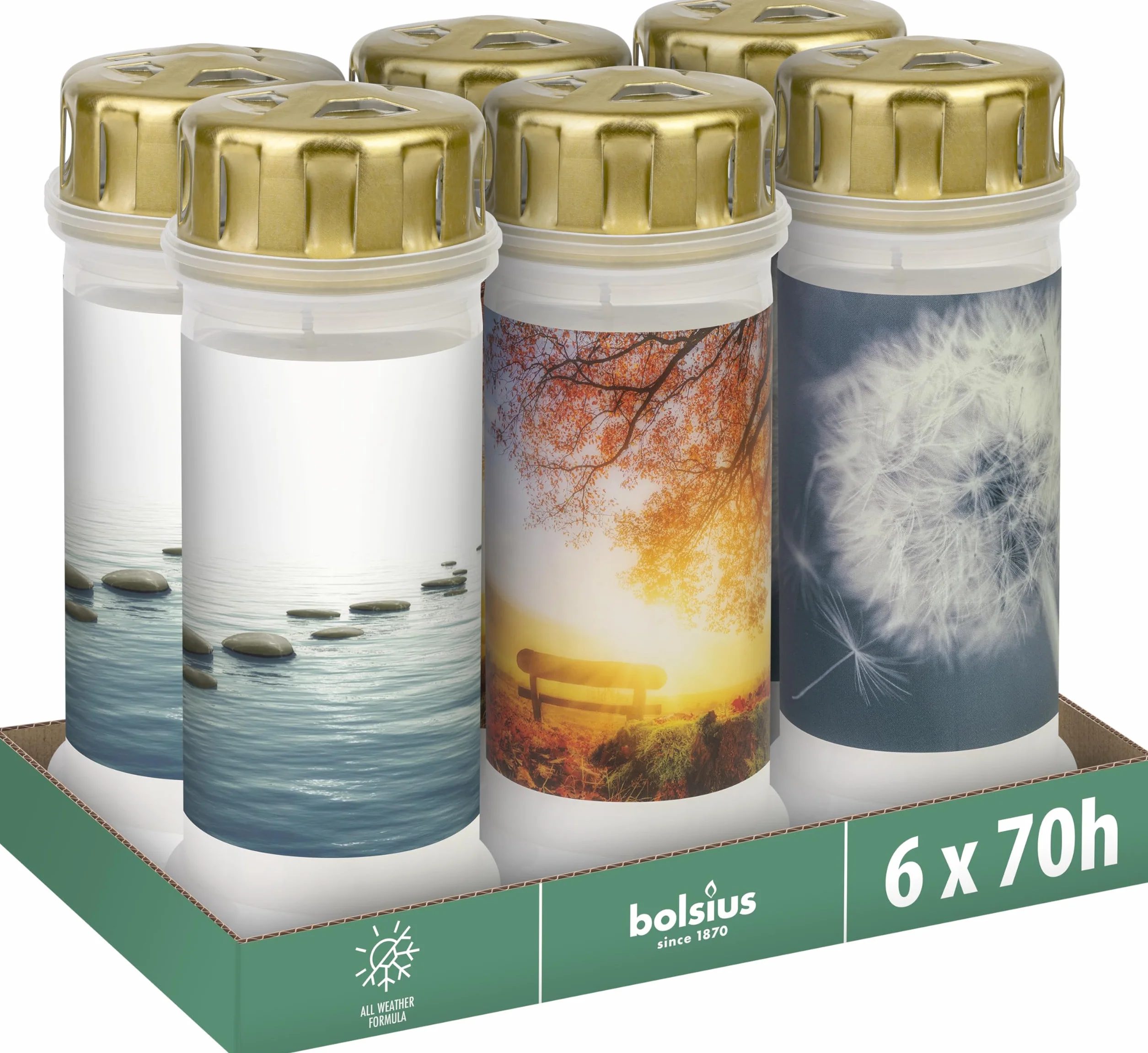 Bolsius Znicz nr 6 zestaw 6 sztuk świeca żałobna czyste spalanie bez oleju palmowego