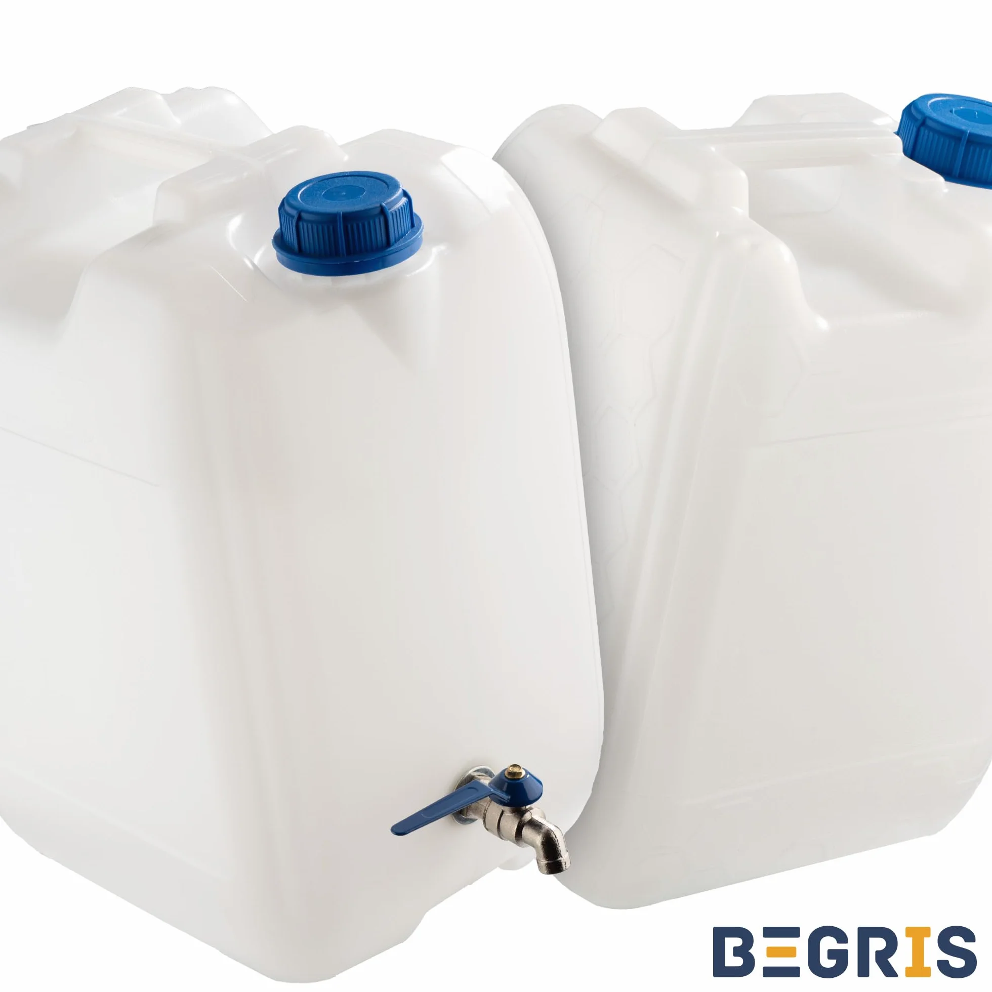 Zbiornik na Wodę z Zaworkiem Pojemnik Baniak Kanister 20L z Kranem 40x36x25 cm Tworzywo Sztuczne Biały