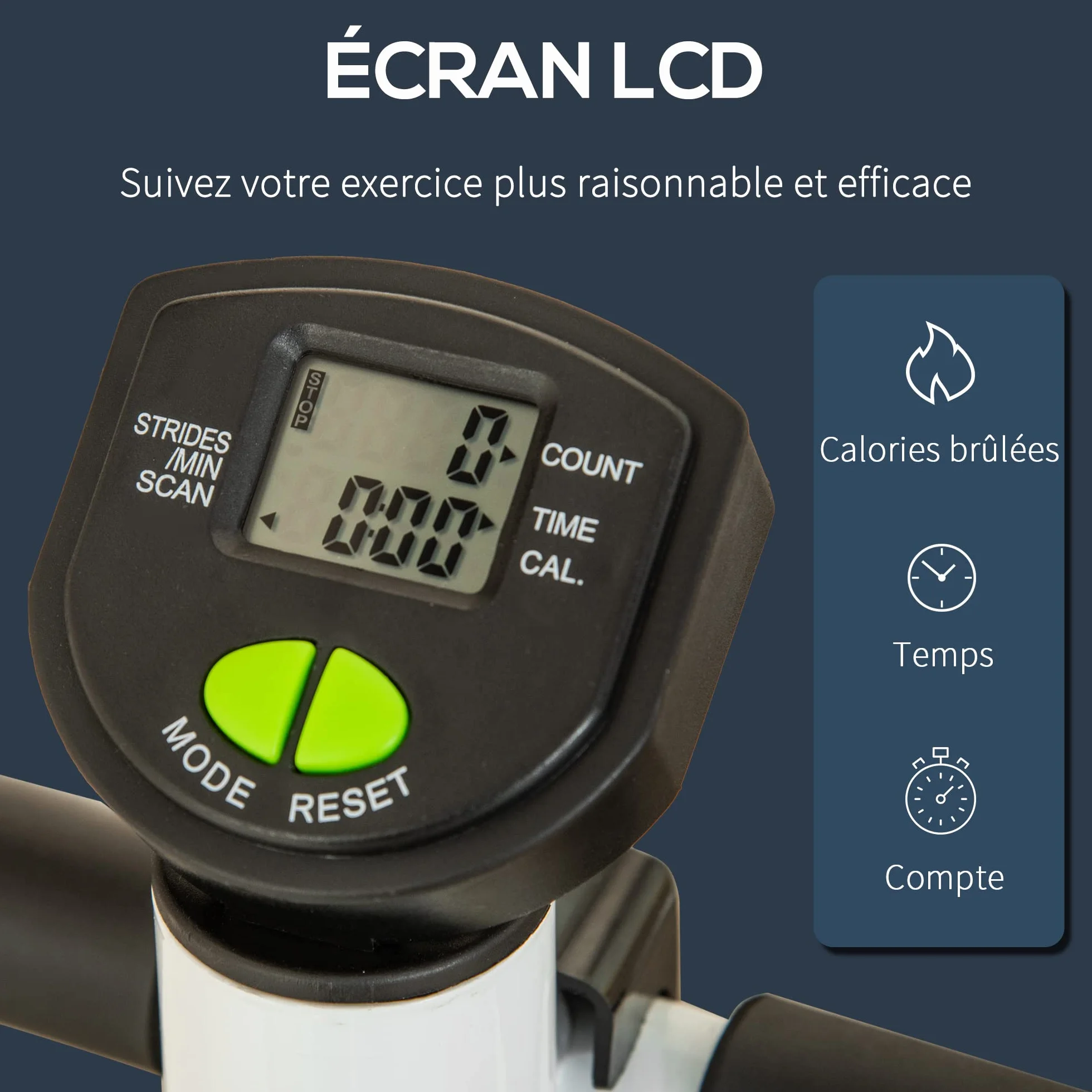 HOMCOM Stepper z Kierownicą Stepper Fitness Apartament LCD Ekran Regulowany opór Ćwiczenia Biodra Nogi Pęcherzyków dla Stali Domowej