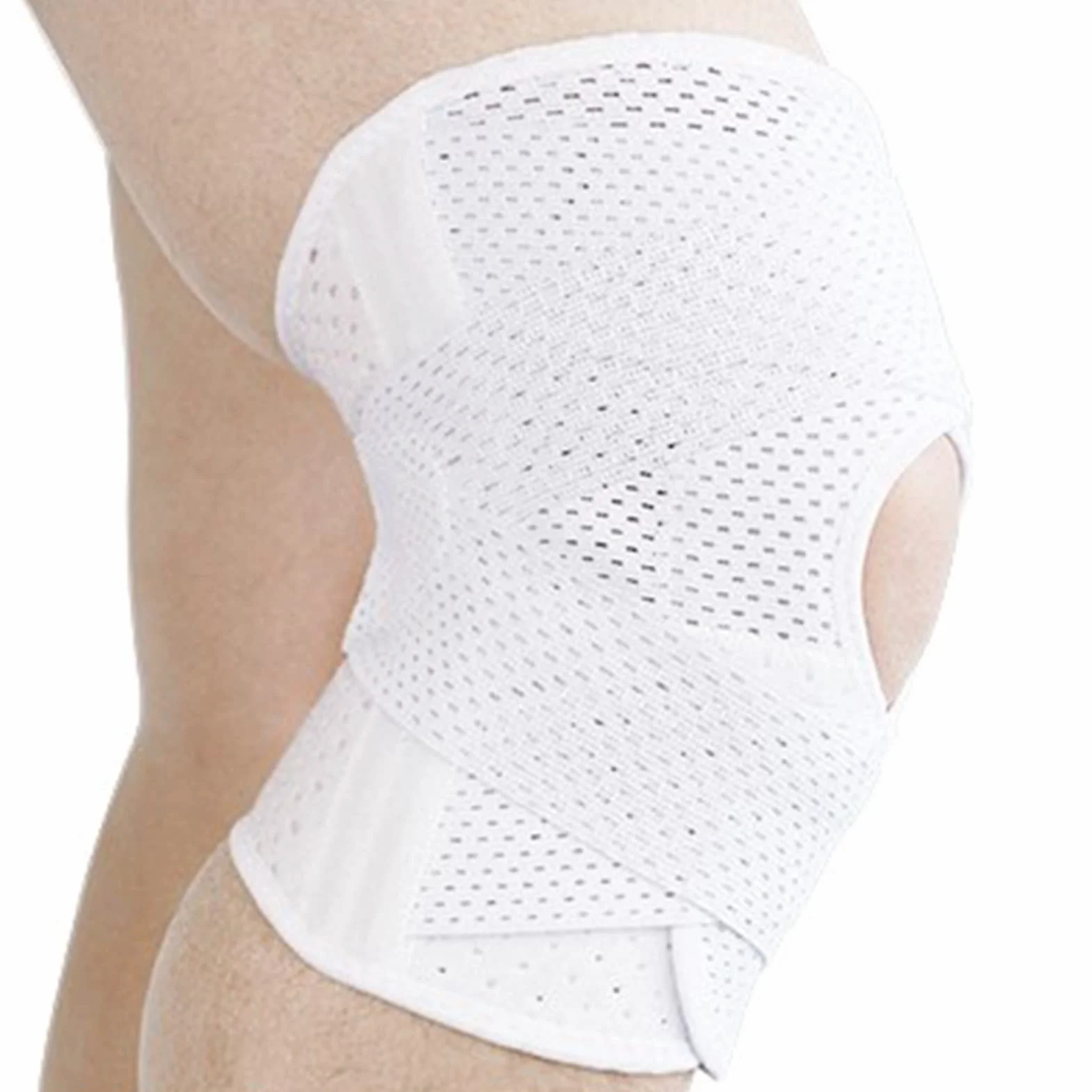 Stabilizator Kolana Rzepki, Oddychająca Orteza Stawu Kolanowego Ultra Cienkie Paski w Kształcie Litery V, Białe do Biegania i Joggingu (L)