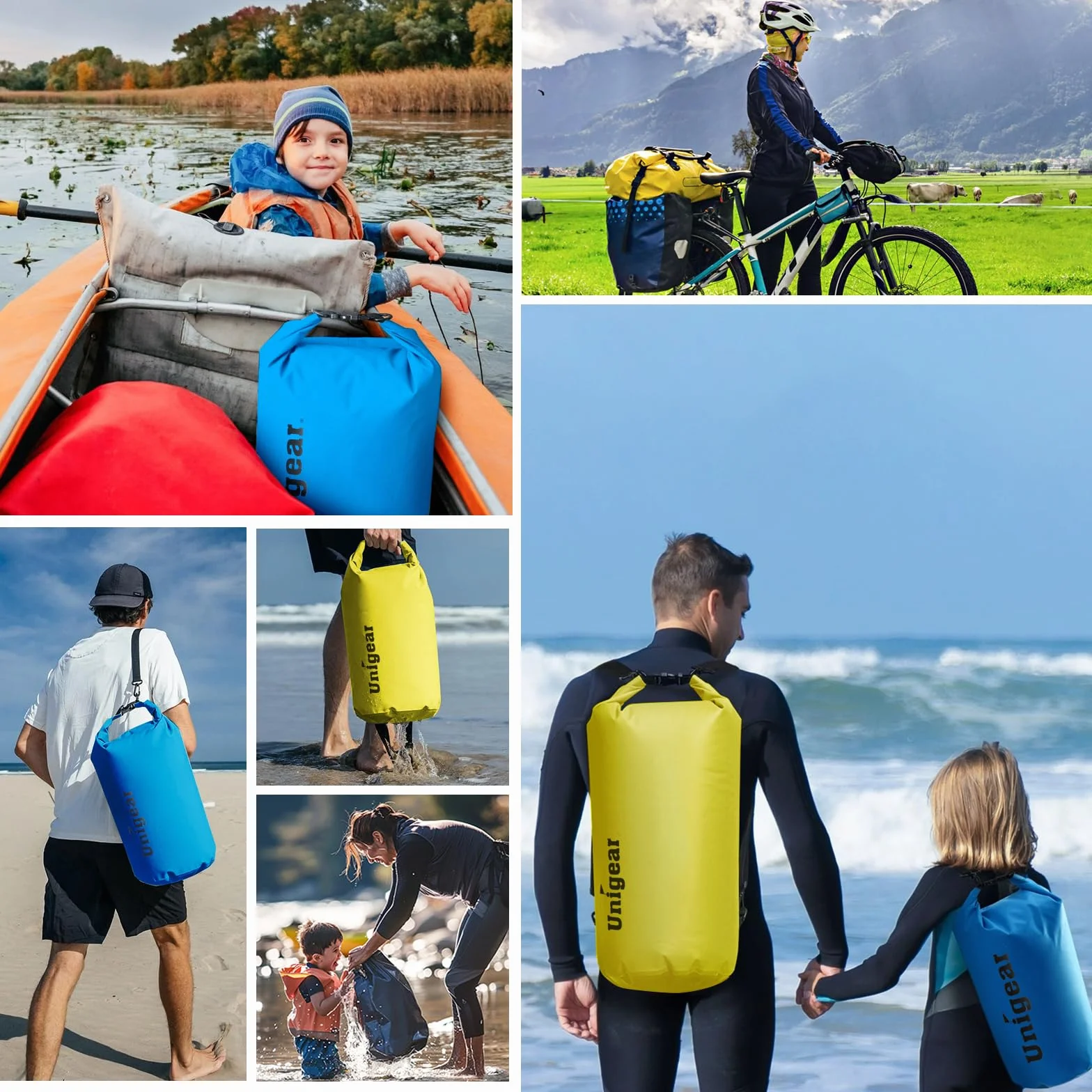 Unigear Wodoodporne torby / wodoodporne torby / torba sucha, 2 l, 5 l, 10 l, 20 l, 30 l, 40 l, do aktywności na świeżym powietrzu i sportów wodnych, biwakowania, pływania łodzią, kajakiem, wędkowania