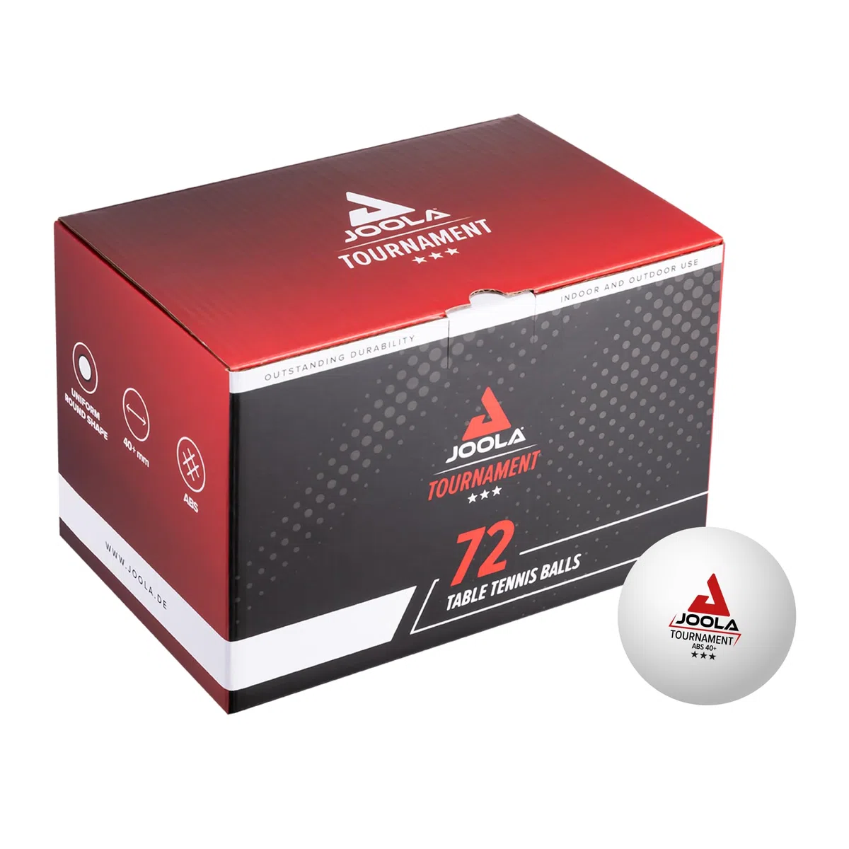 JOOLA Piłki do tenisa stołowego Tournament, wybrane, średnica 40 mm, 3-gwiazdkowe, piłki do tenisa stołowego, do użytku wewnątrz i na zewnątrz, białe