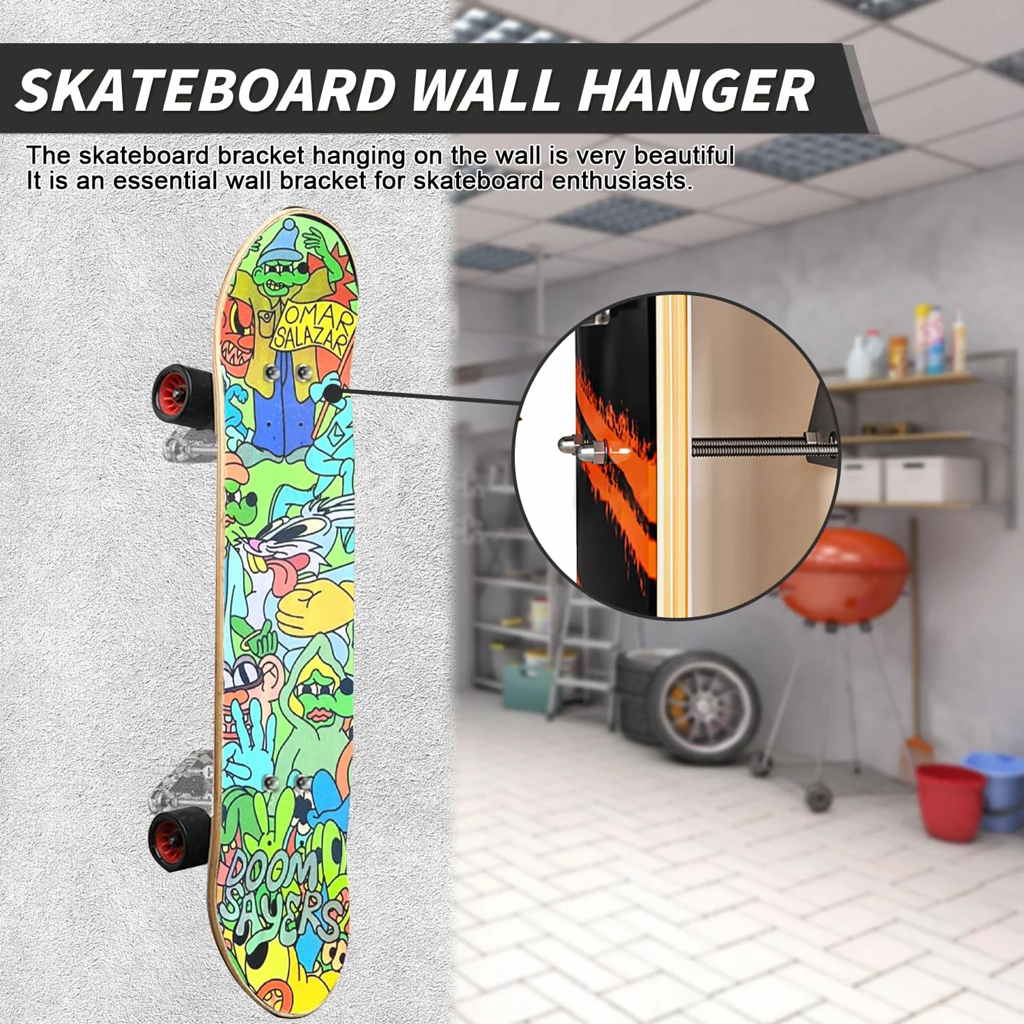 Uchwyt ścienny na deskorolkę, longboard, uchwyt ścienny, stojak na deskę snowboardową do salonu, garażu, na ścianę, deskorolkę, do przechowywania, akryl, 2 sztuki, przezroczysty