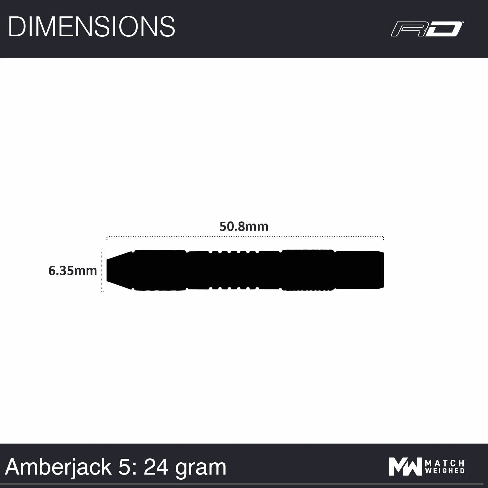 Amberjack 5: 24g Zestaw 3 profesjonalnych wolframowych rzutek z lotkami i trzonkami.