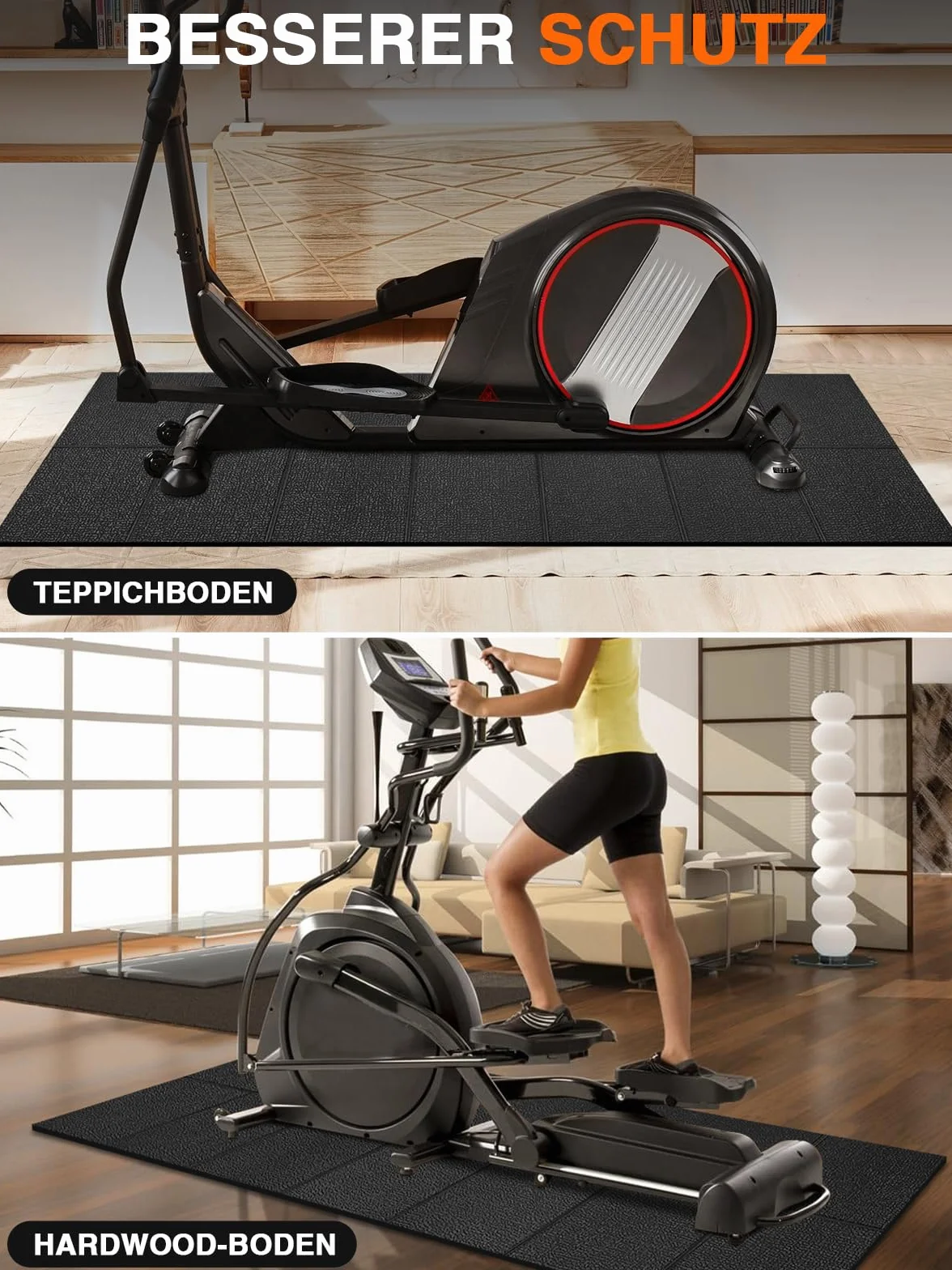 Składana mata ochronna na podłogę do sprzętu fitness, 160 x 75 x 0,6 cm grubości, wysoka gęstość PCW, mata podłogowa do bieżni, eliptycznych trenerów, do treningu domowego