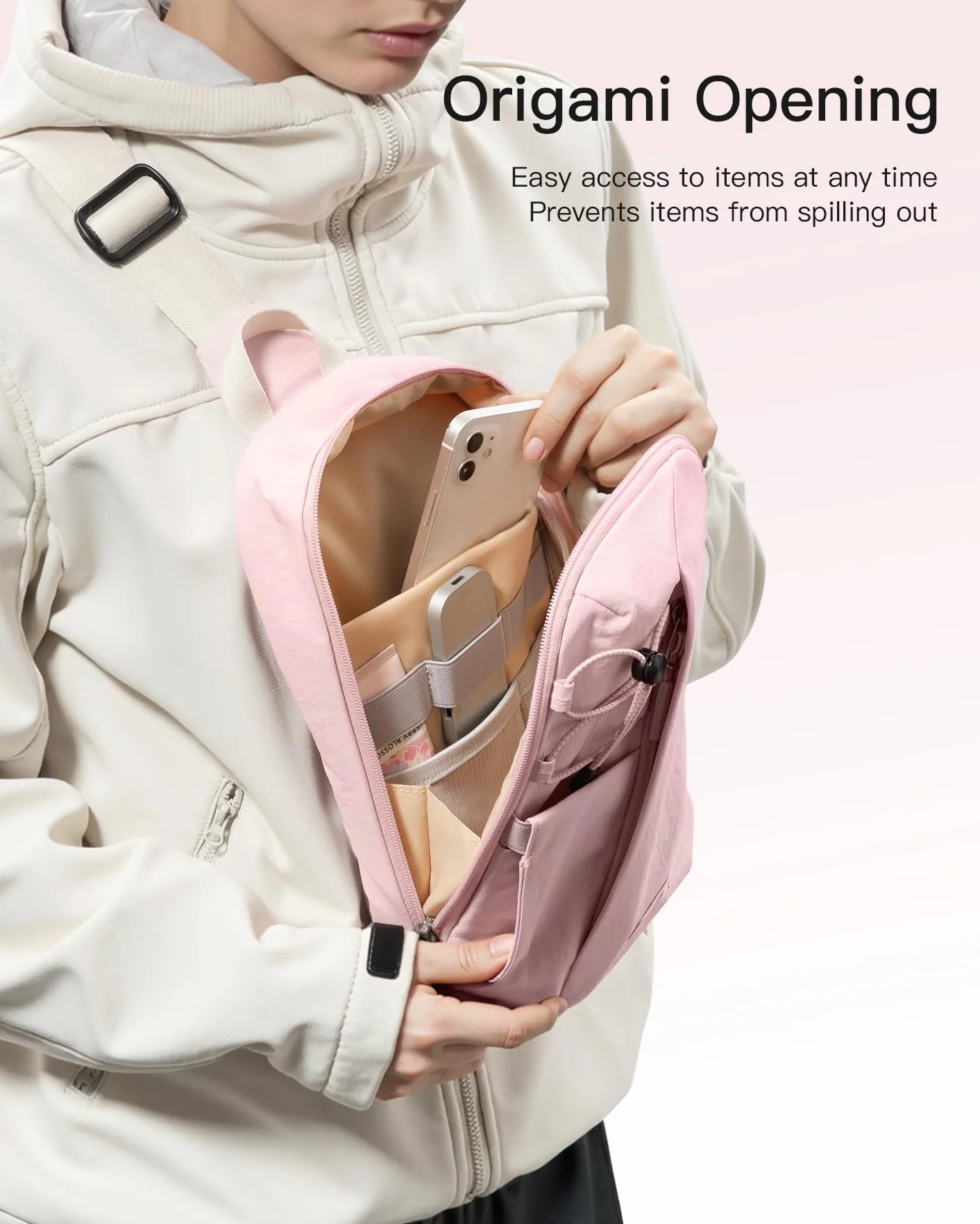 Inateck Sling Bag X-Row, lekka męska torba na ramię, odporna na zachlapanie wodą, torba na klatkę piersiową, na wędrówki, podróże, spacery, Rosa, 18.5 cm x 7 cm x 28.5 cm, casual