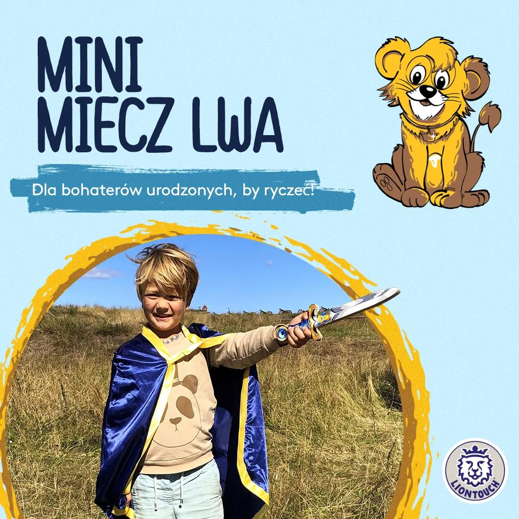 Liontouch Mini miecz lwia z pianki 35 cm niebieski średniowieczny sztylet z kamieniem szlachetnym do odgrywania ról