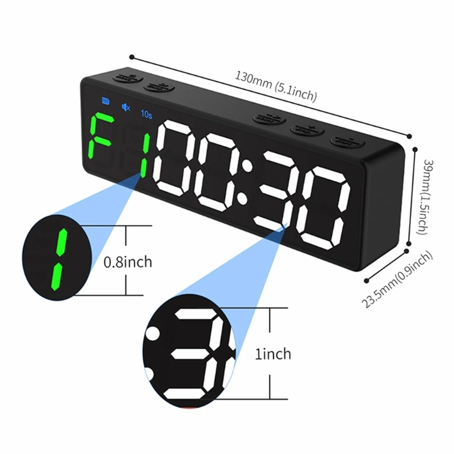 Licznik czasu fitness, Minutnik na siłownię Zegar treningowy Zegar interwałowy Stoper Odliczanie/w górę Timer interwałowy LED Trening fitness Timer Outdoor