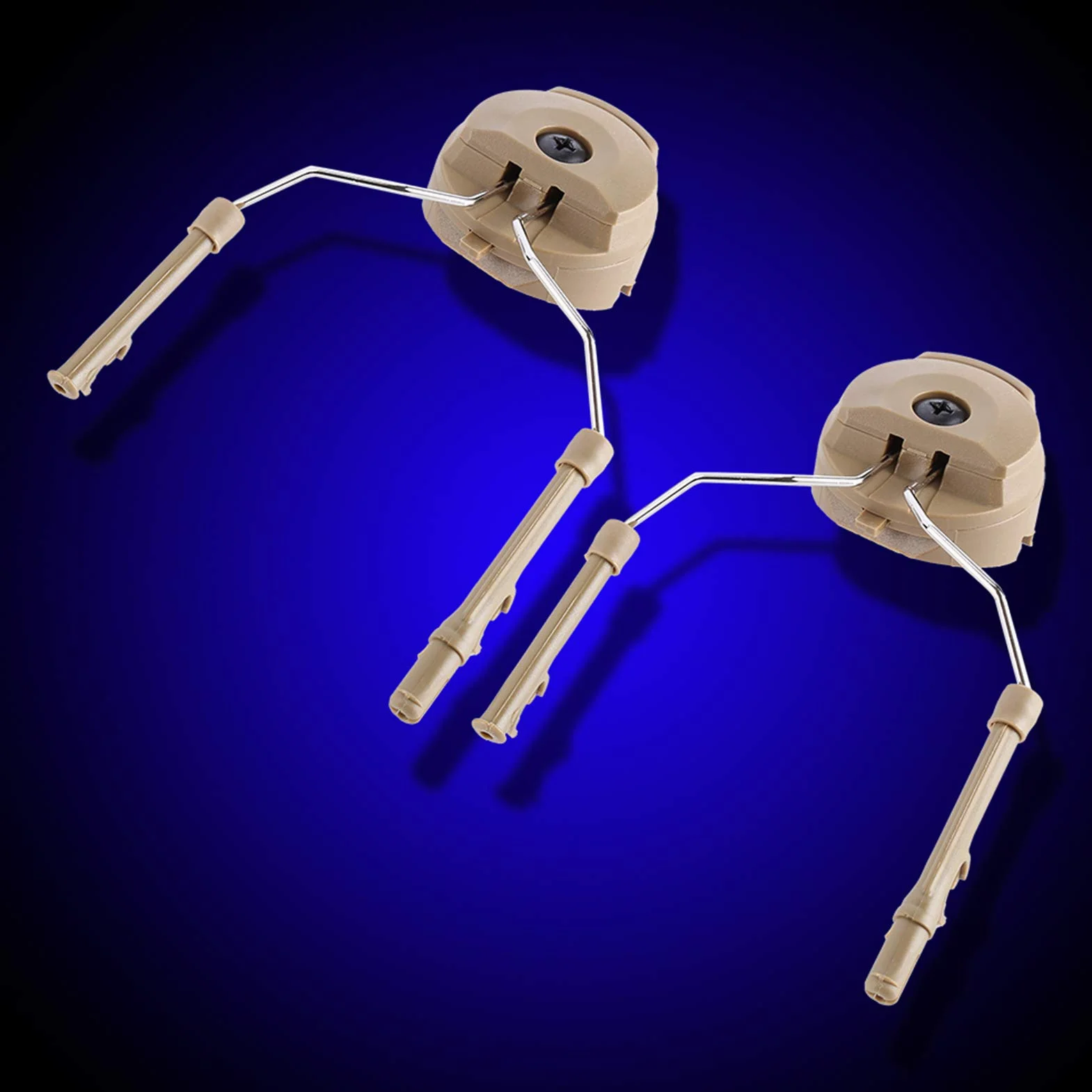 Adapter do kasku – 2 szt. plastikowy + stalowy kask szyna łukowa podwieszenie zestaw słuchawkowy do Peltor Comtac (kolor: Opaleniony)