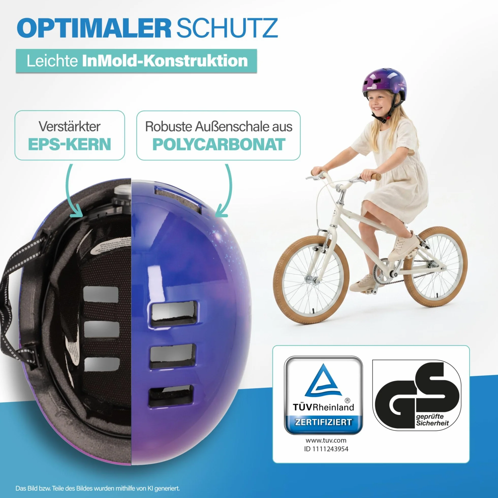 FISCHER BMX kask rowerowy, kask rowerowy Dirt Bike Plus Explorer, S/M, 54-59 cm, niebieski, z wbudowanym tylnym światłem LED