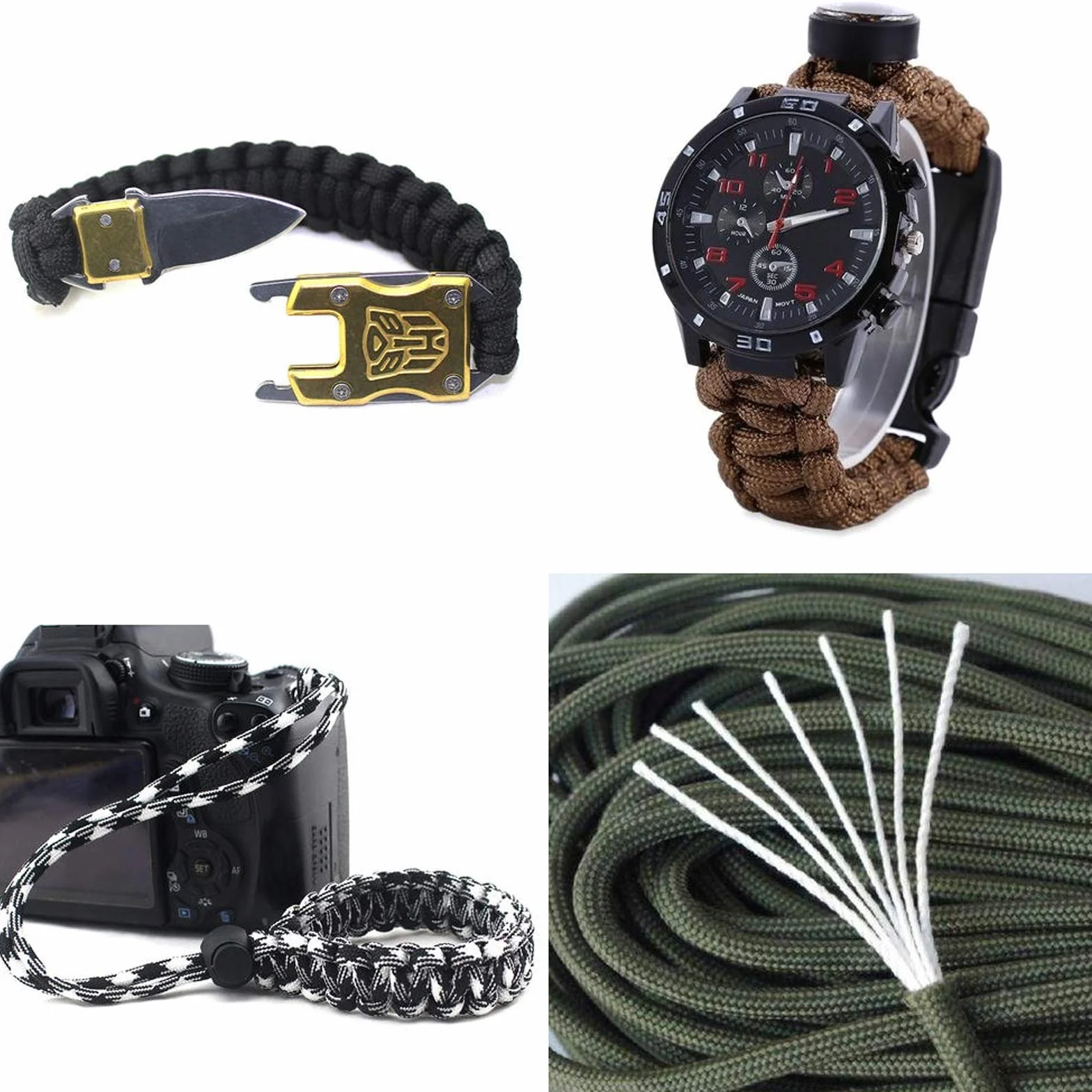 Linka paracord 4 mm 550 250 kg 7-żyłowy zestaw 24 rolki survival