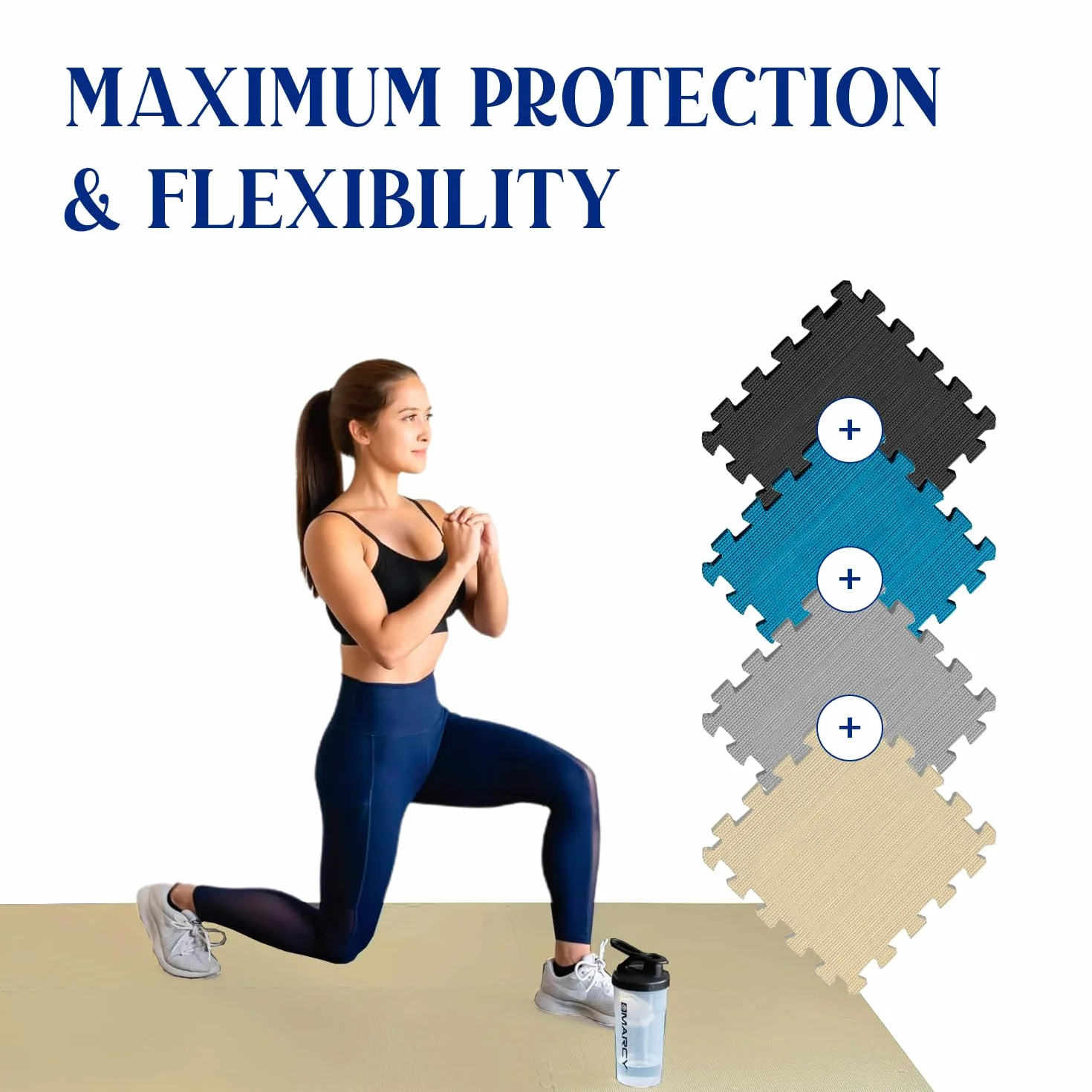 EDIESI, Gym Floor, Tatami, Home Exercise, for Sports Machines, Floor Dismountable Pools, Eva Rubber Mat, Puzzle Carpet, Siłownia (18 sztuk/30x30x1 cm/Beżowy)
