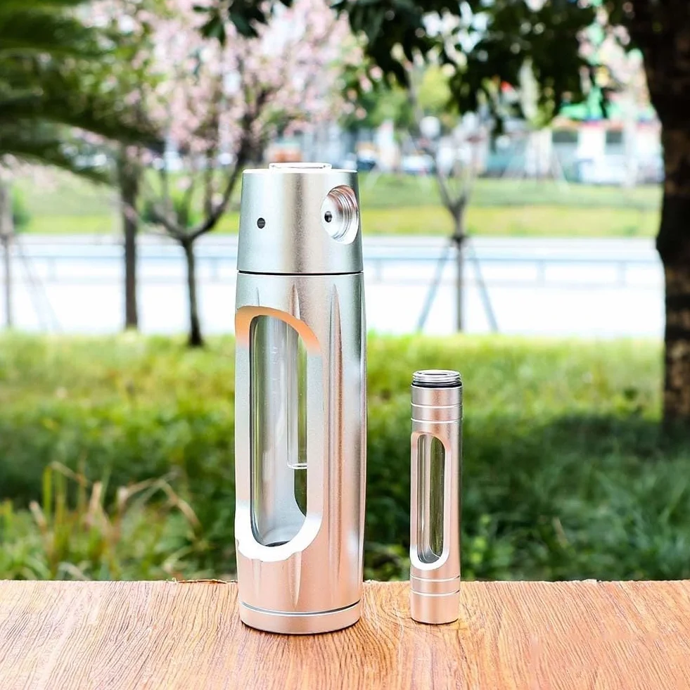 Blazecan Glass Water Bottle, Aluminum Exterior, Leakproof, Pocket-Sized, Purple
