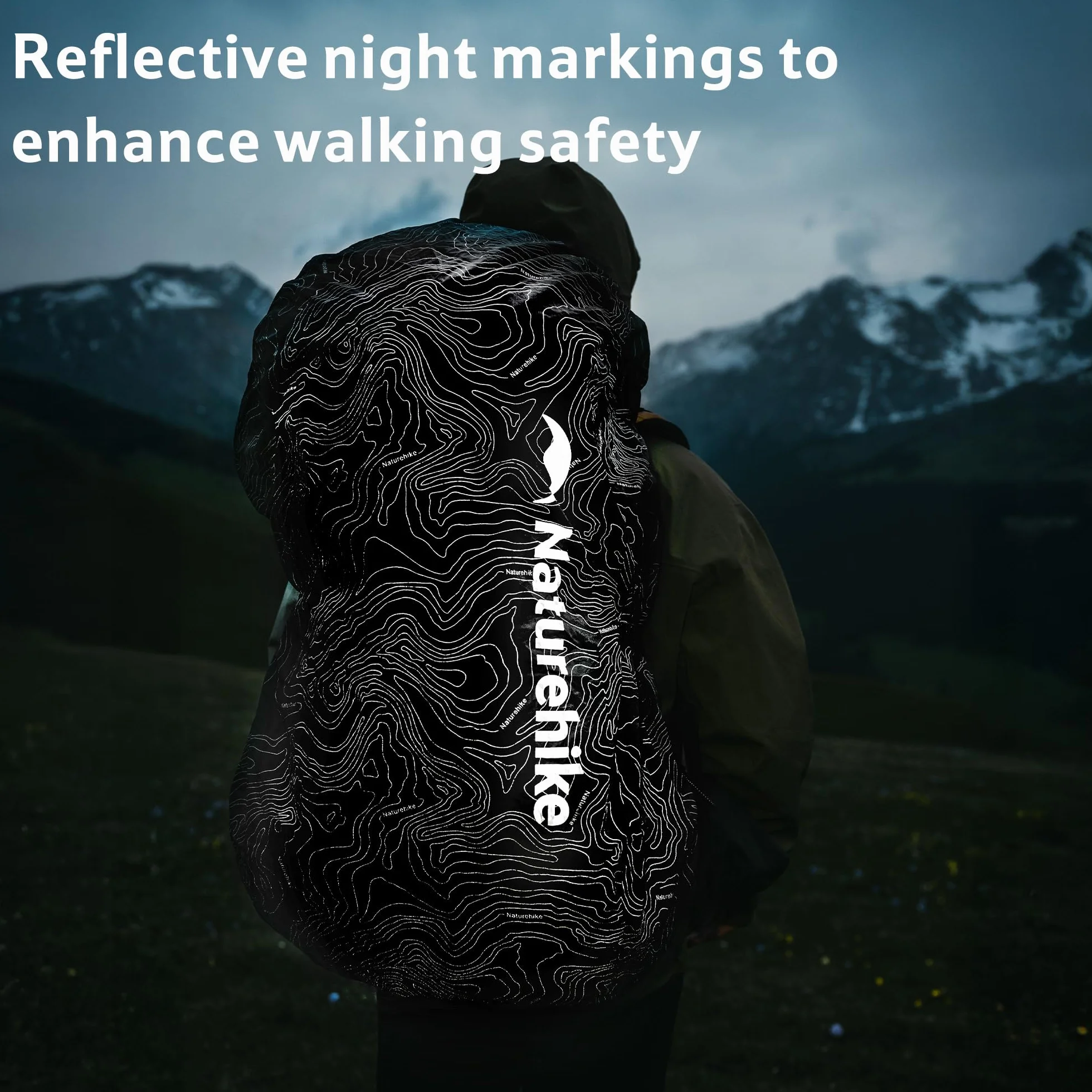 Naturehike Wodoszczelny pokrowiec na plecak nylonowy odblaskowy 30-60 l