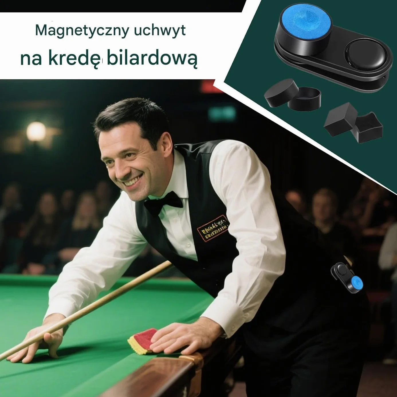 Przybornik Na Kredę Bilardową - Magnetyczny pojemnik na kredę do kija bilardowego,Akcesoria Treningowe Sportów Bilardowych Bez Wyciekań Do Domowego Salonu Baru Klubu