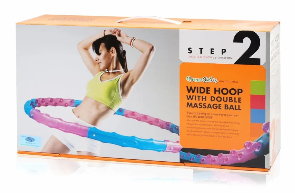 Obręcz hula hop z wypustkami do masażu 110 cm 1,25 kg 8 segmentów Niebieski/Różowy