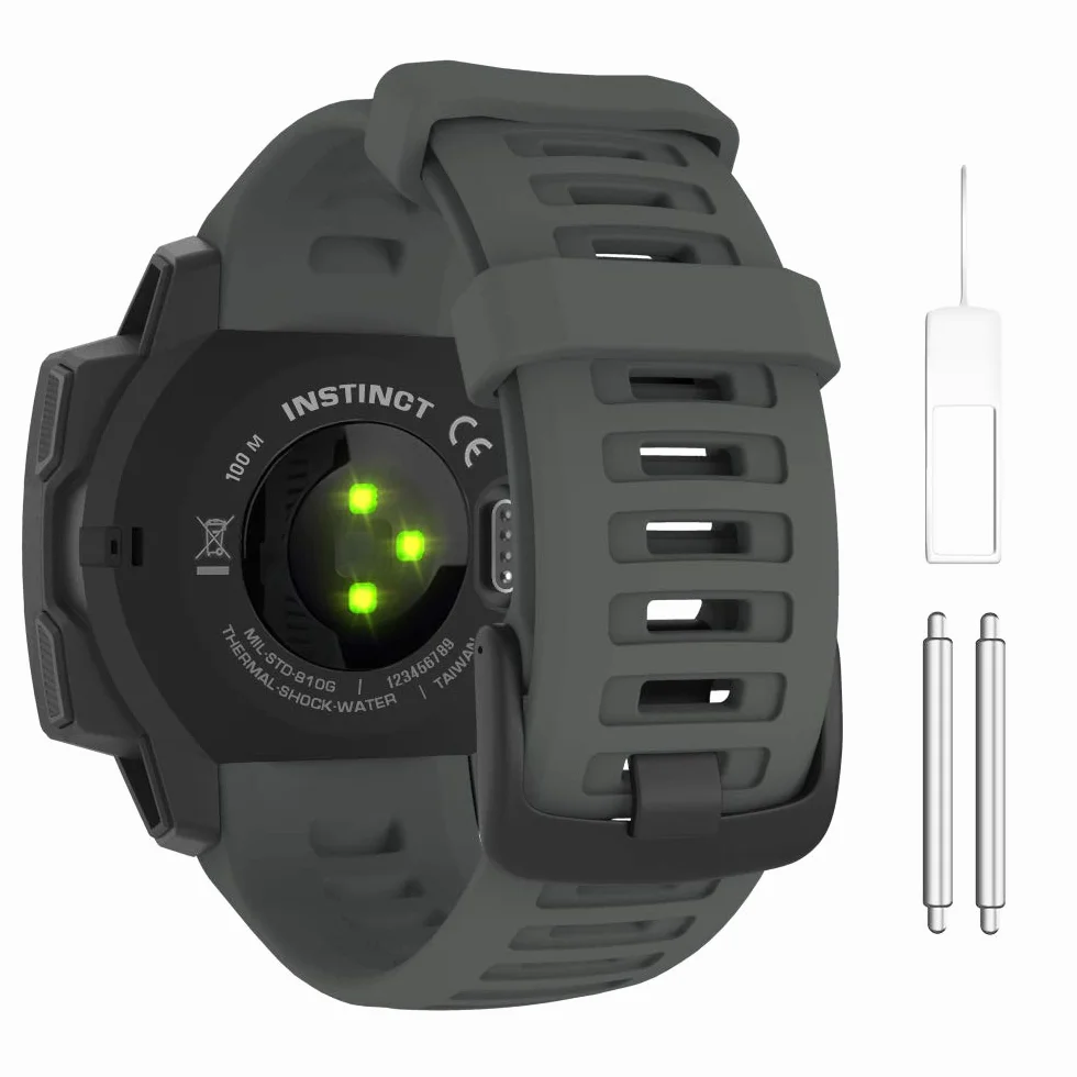 MoKo Strap Compatible with Garmin Instinct/Instinct Solar/Tactical/Instinct 2 GPS Smartwatch, 22mm Soft Silicone Sport Replacement Watch Band Wristband