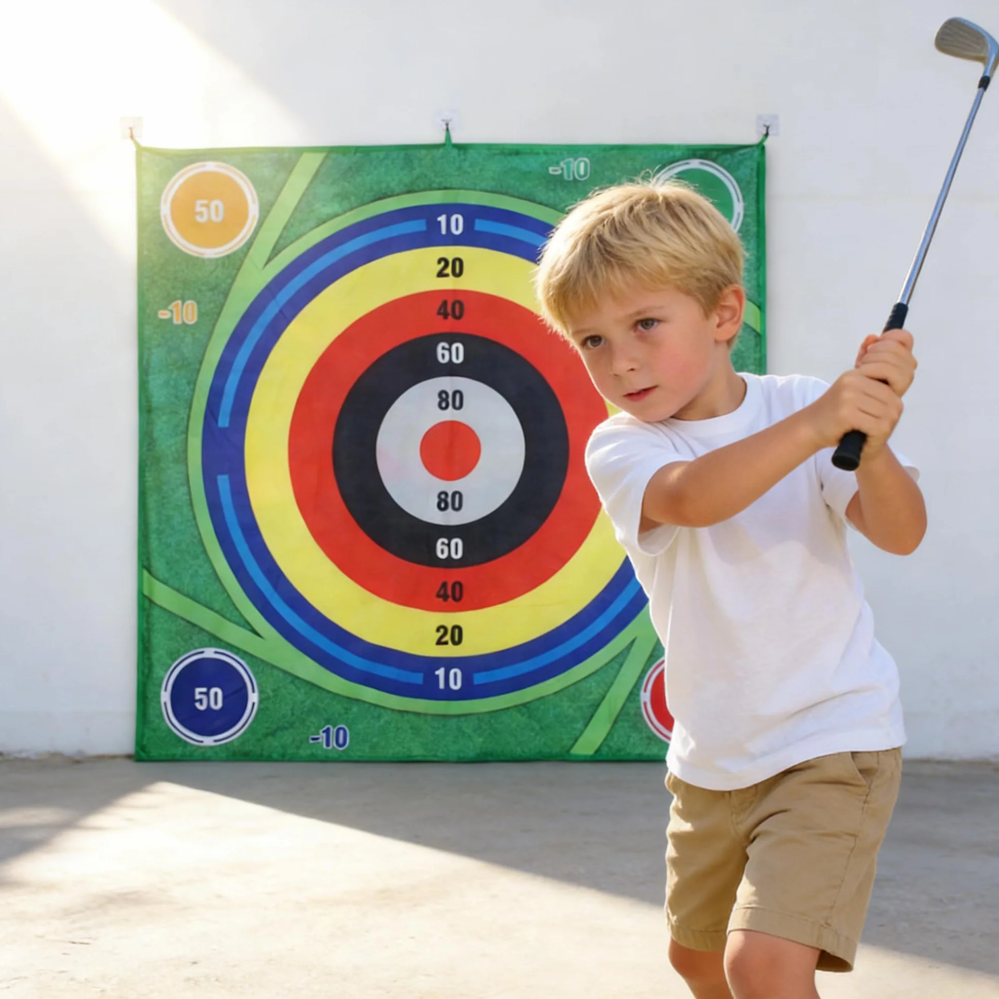Dwustronny Zestaw Golfowy, Golf Chipping Game Mat z Kijem, Golf Hitting Mat z 20 Kulkami, Sprzęt Do Zabawy Stick Chip Golfs Set Backyard Game, Zestaw Golfowy Dla Dzieci, Sporty Wewnętrzne