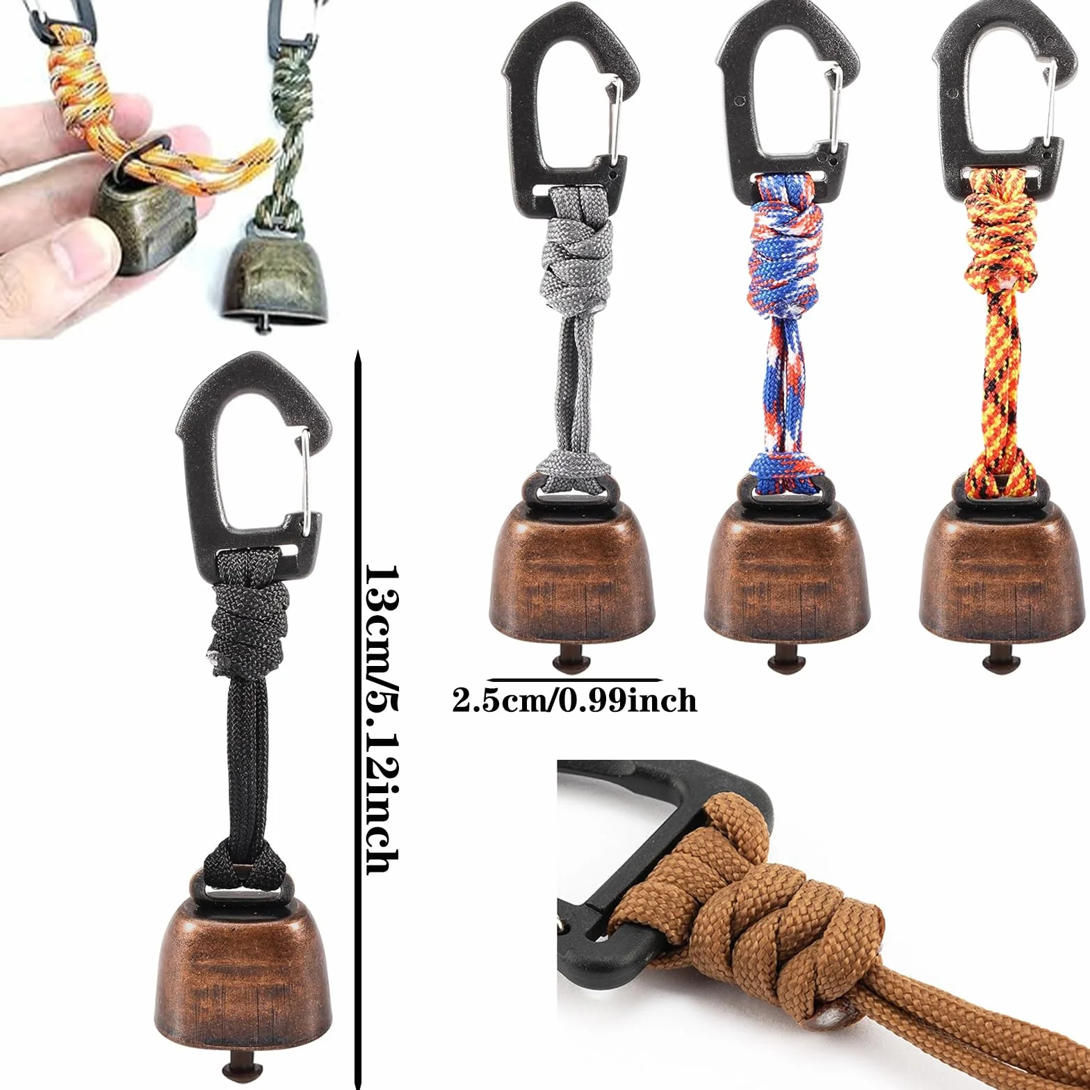 4 sztuki dzwonków antymisiowych, metalowe dzwonki w stylu vintage, mini dzwonki do kluczy, breloczki do kluczy, dzwonki do niedźwiedzia, do wędrówek, głośnych dzwonków niedźwiedzi, na wędrówki