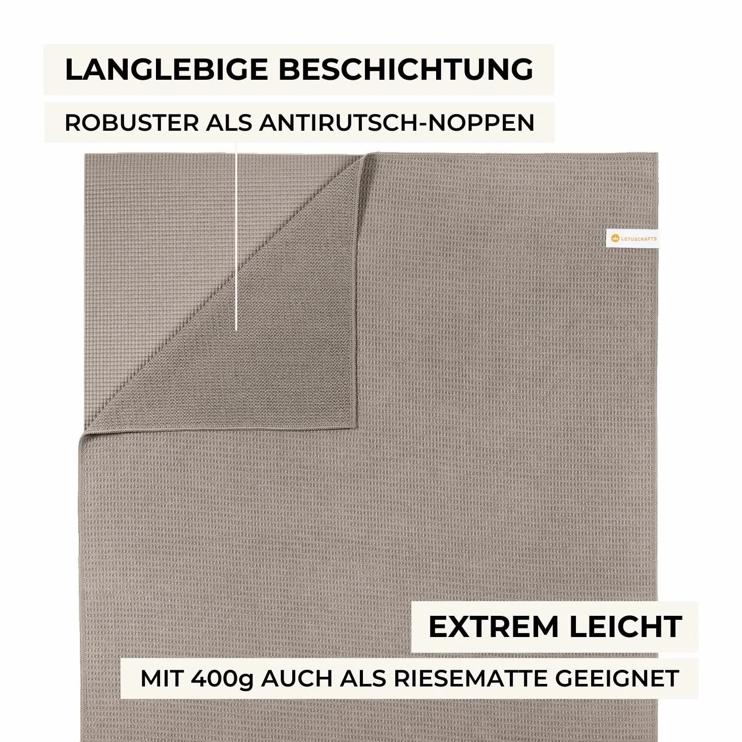 Lotuscrafts Antypoślizgowy Ręcznik do Jogi - Szybkoschnący, Wysoka Przyczepność do Podłogi (183 x 61 cm)