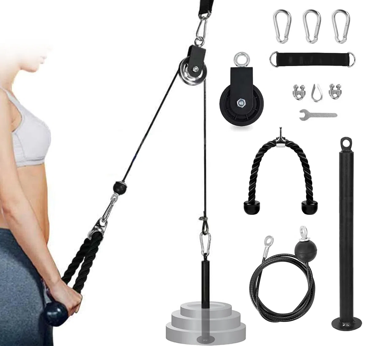 Trening siłowy ramion, tricepsów, trener przedramion, przyrząd treningowy DIY, sprzęt fitness do domu, sprzęt sportowy, koło pasowe, maszyna kablowa