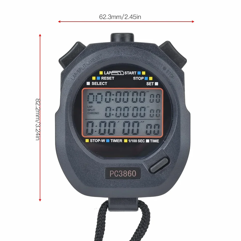 Elektroniczny Stoper Sportowy Timer Wodoodporny 3860
