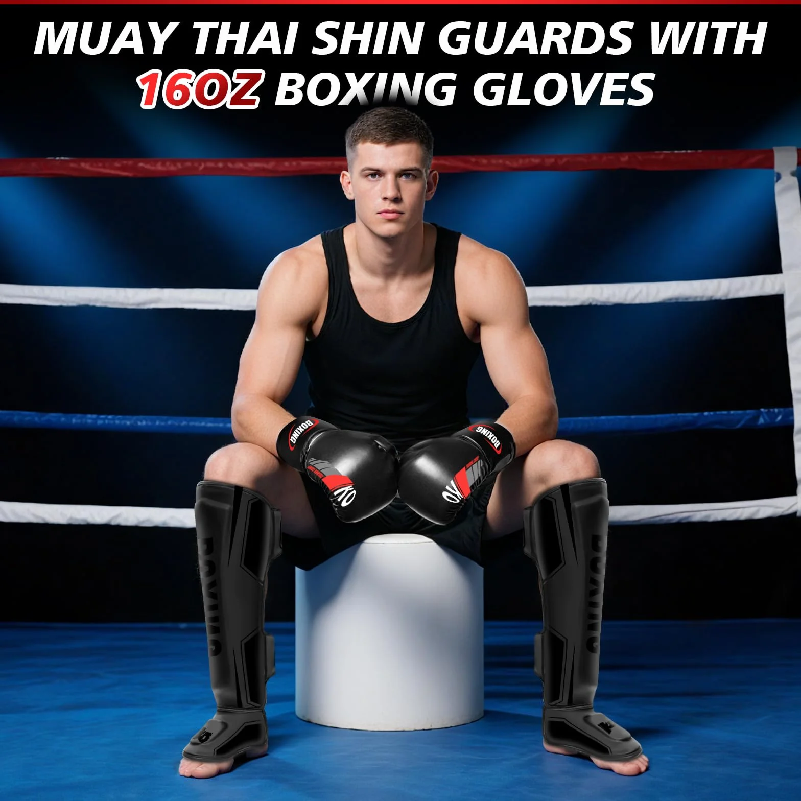 Ochraniacze na golenie Kickboxing z rękawiczkami