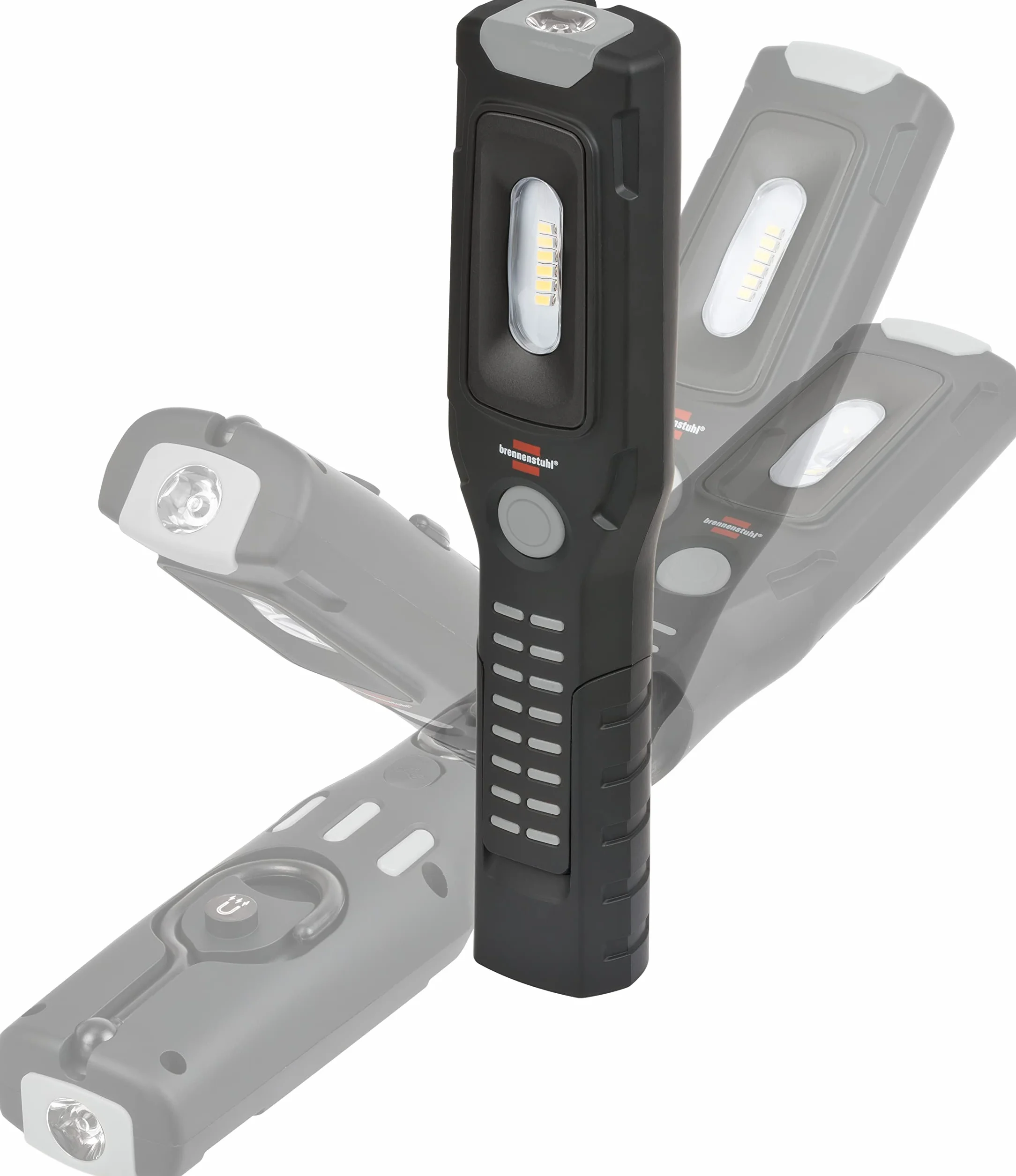 Brennenstuhl Latarka HL 500 A/lampa warsztatowa z magnesem i 6 diodami SMD-LED (latarka taktyczna o max. czasie swiecenia 10h, 500+120lm, hak obrotowy 360°, zginana stopka mocujaca)