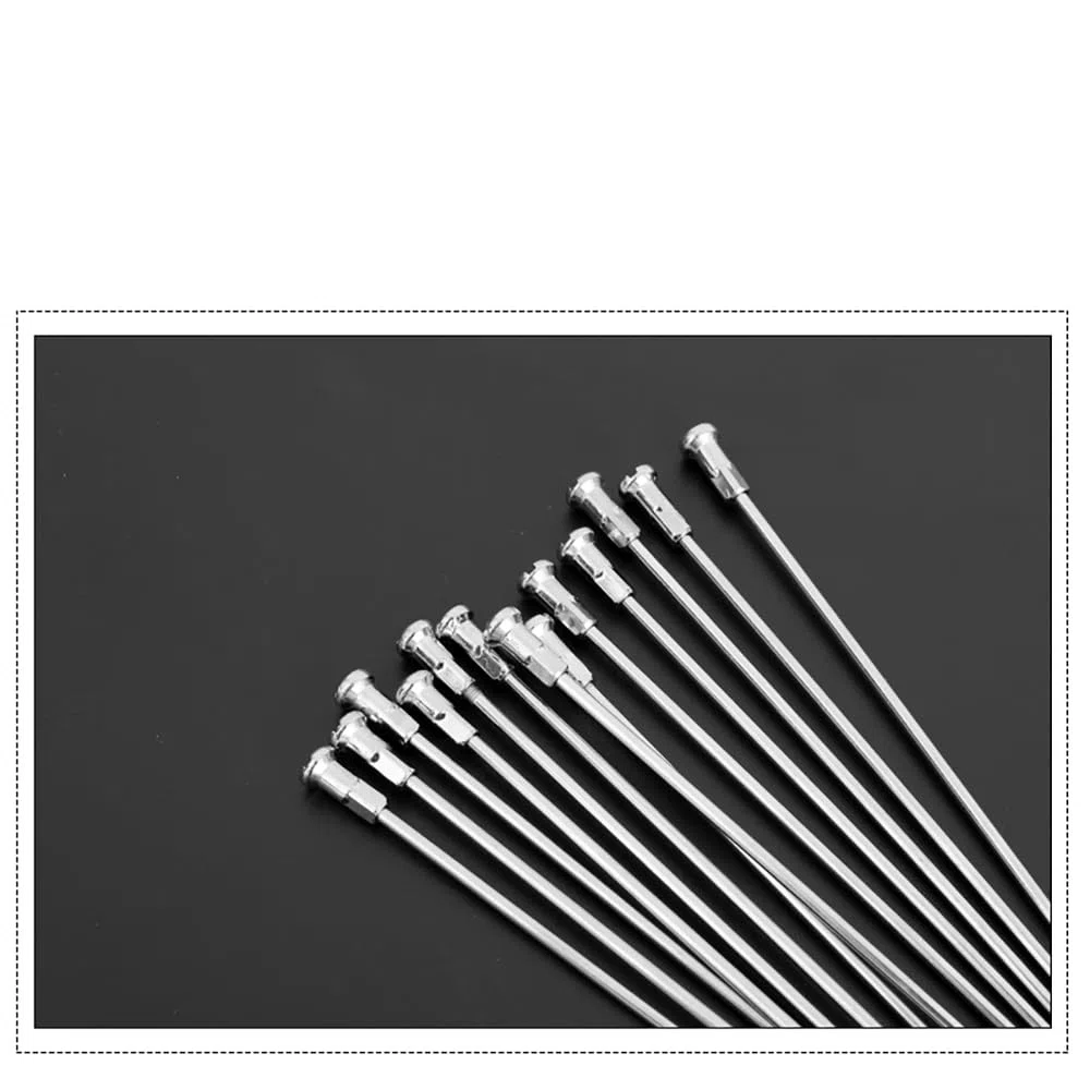 Szprychy rowerowe 13G 2,3 mm ze stali nierdzewnej 304 szprychy rowerowe 65-305 mm, srebrne szprychy koła J z miedzianym smoczkiem do rowerów górskich, rowerów elektrycznych, trójkołowych