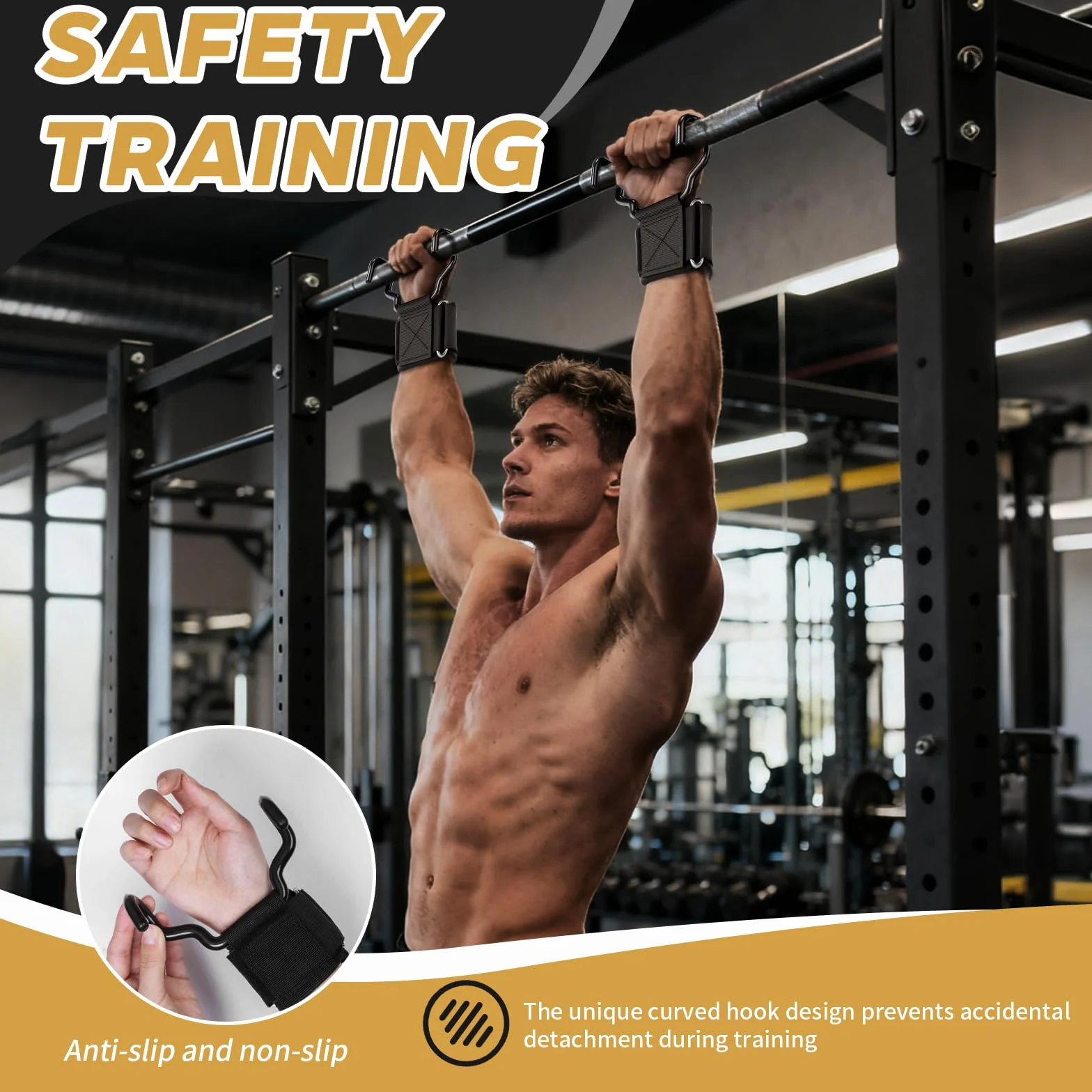 Haczyki do treningu siłowego, drążek do podciągania, haki do podciągania się, haki do ochraniaczy nadgarstków, paski do podnoszenia fitnessu, do kulturystyki, profesjonalne wsparcie do treningu