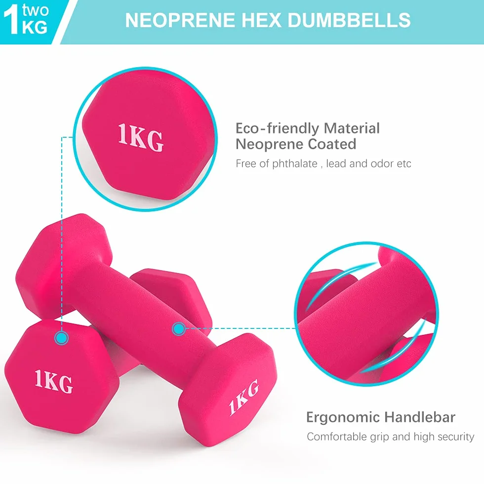 Hantle neoprenowe waga domowa siłownia fitness hantle - zestaw 2 hantli - 1 kg (zielony)