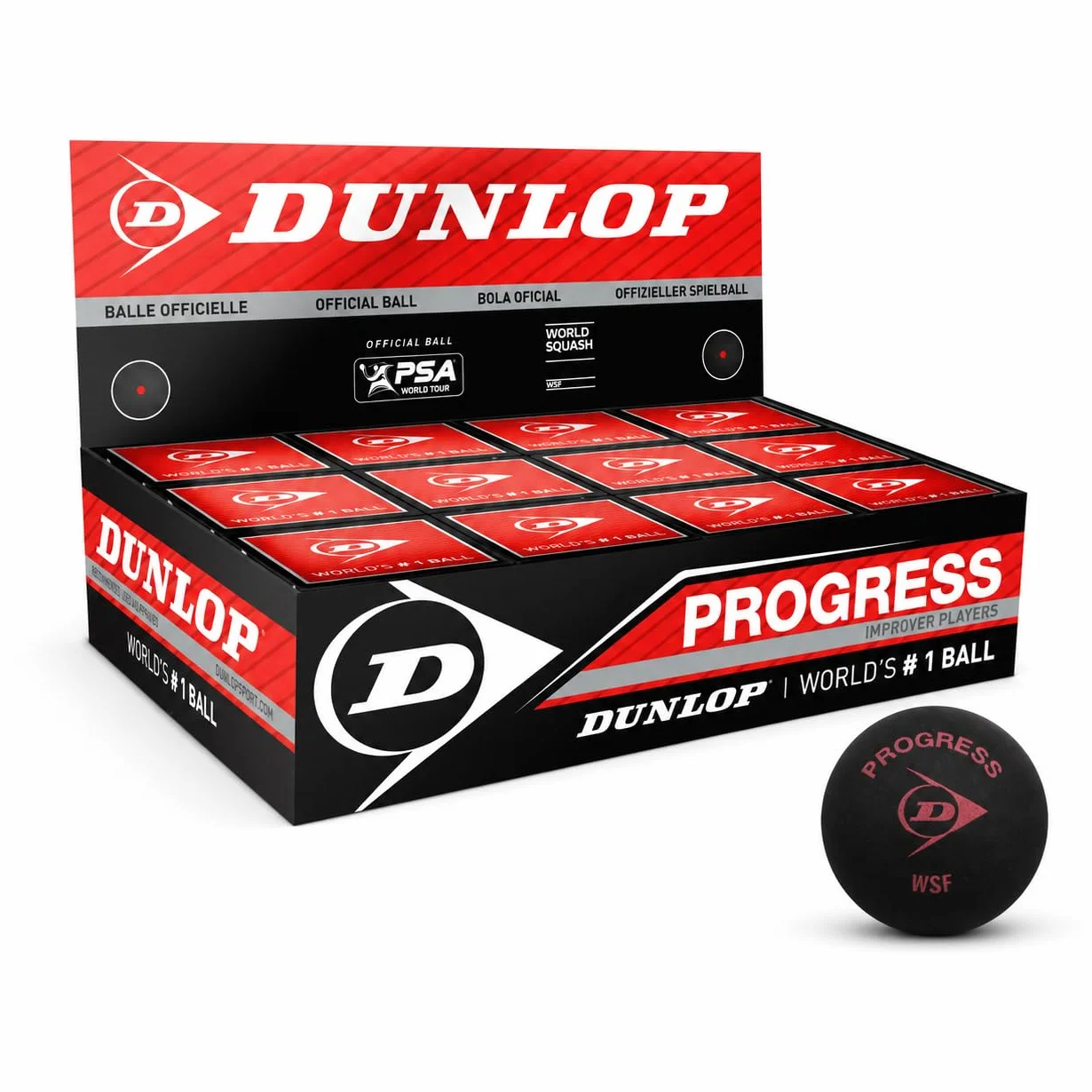 DUNLOP Piłki do squasha Progress czerwone 12 sztuk średnio-szybkie