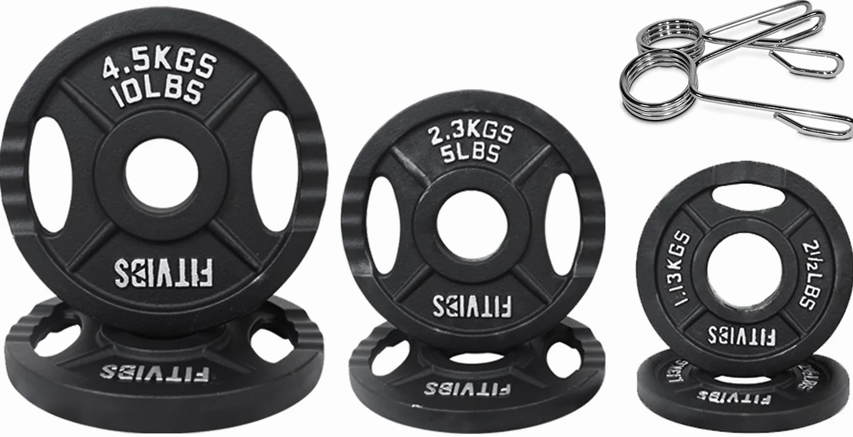 Signature Fitness Olympic 2-calowy żeliwny talerz obciążający do treningu siłowego i podnoszenia ciężarów, styl z dwoma otworami, zestaw 15,9 kg