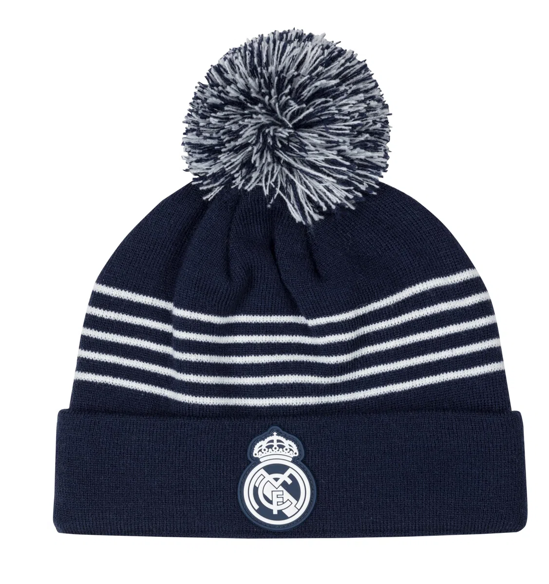 Real Madrid Czapka z pomponem dla kibiców - oficjalna kolekcja piłkarska - rozmiar męski, niebieski, jeden rozmiar