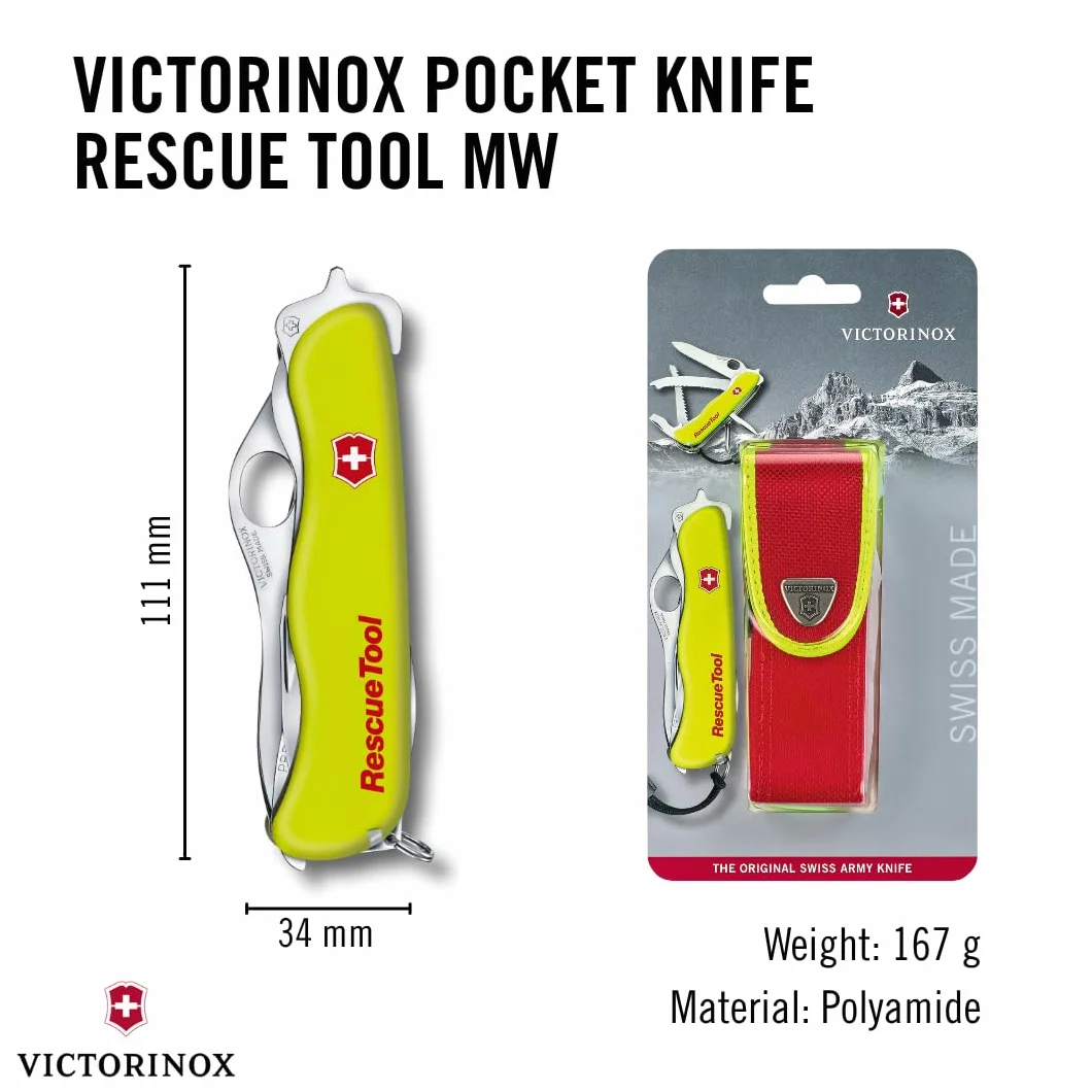 Victorinox scyzoryk RescueTool (14 funkcji, piła do przedniej szyby, rozbijak do szyb)