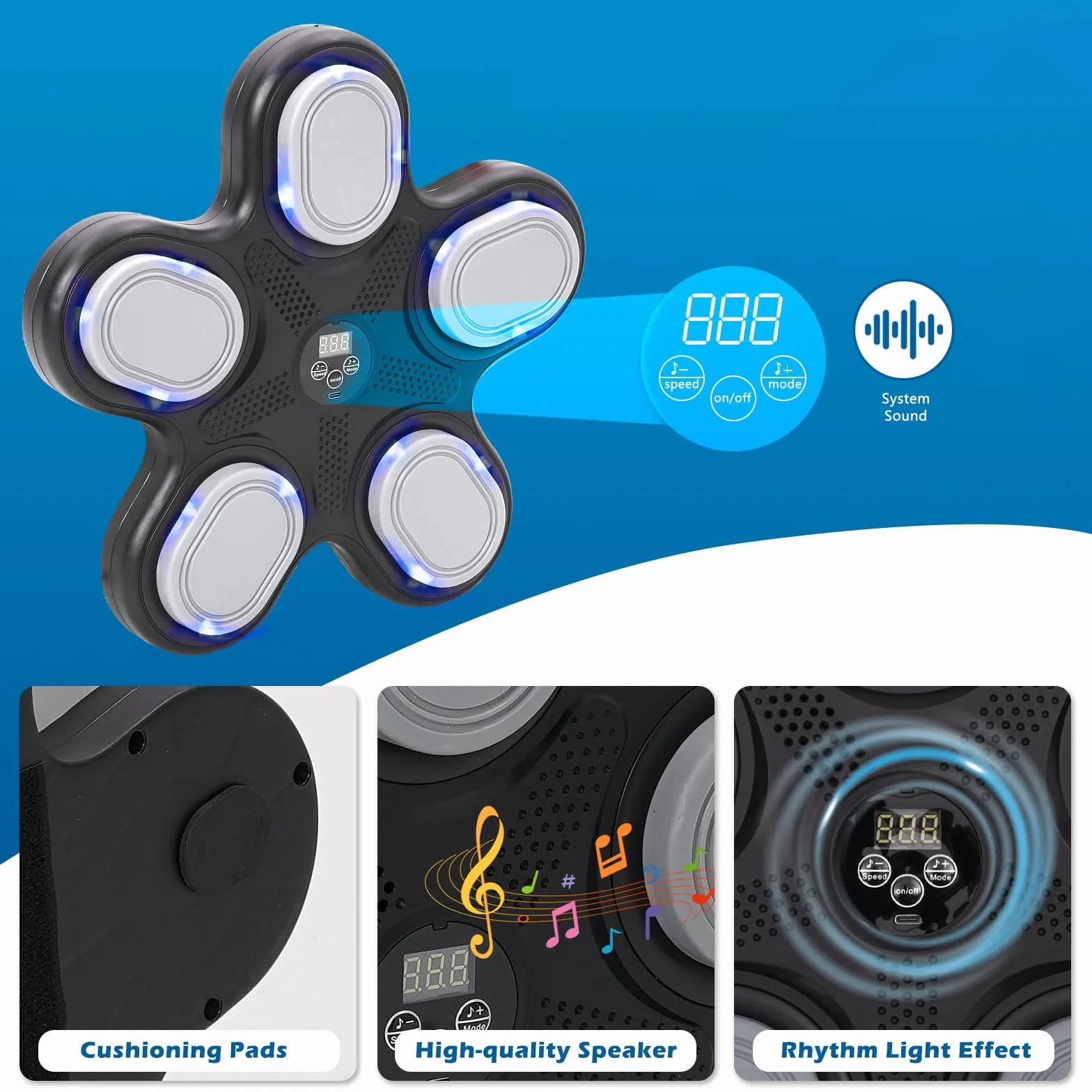Ark miido Music Boxing Machine Bluetooth z rękawicami bokserskimi, 9 trybów prędkości, trening bokserski w domu