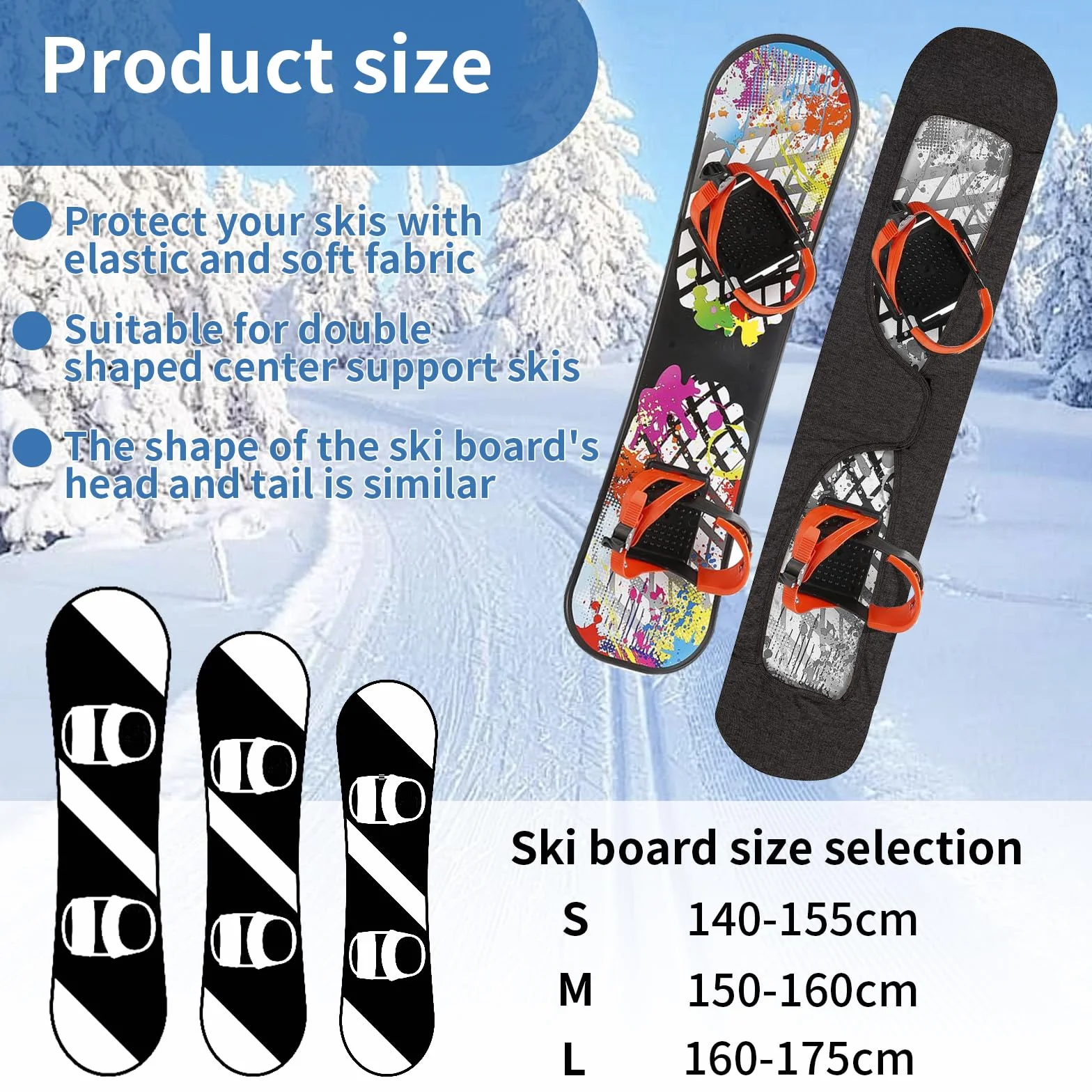 Pokrowiec ochronny na deskę snowboardową rozciągliwy materiał