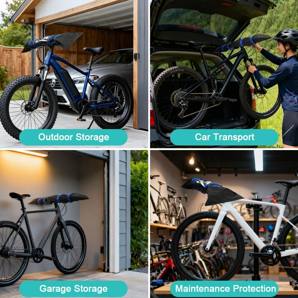 1 opakowanie osłon na kierownicę rowerową, 90 cm wodoodporna osłona na kierownicę e-bike z zamkiem i ulepszonym regulowanym klejem, trwała tkanina Oxford, odporna na kurz, plamy, nadaje się na