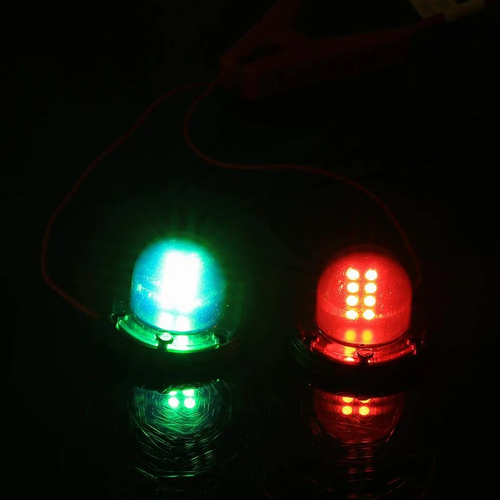 Keenso Zestaw świateł nawigacyjnych LED 12V czerwone zielone stal nierdzewna wodoodporne 8 diod