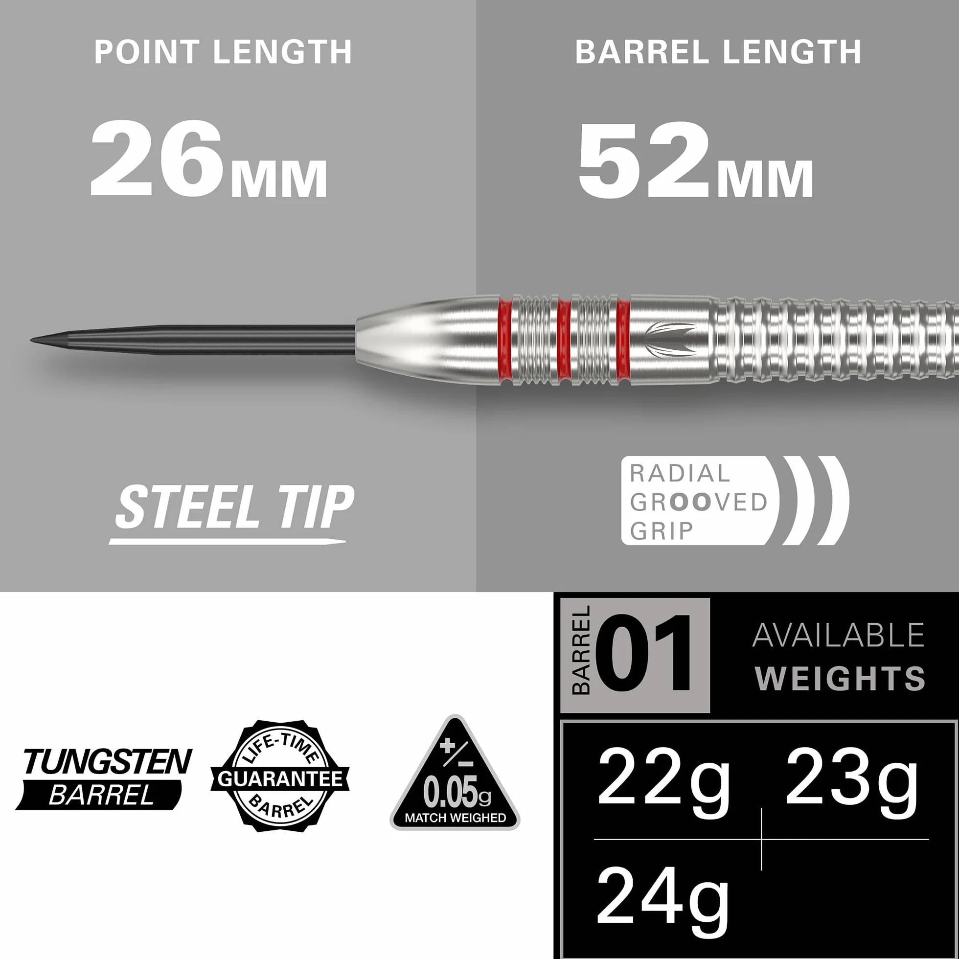Target Darts Nathan Aspinall 22G/23G/24G zestaw rzutek ze stali wolframowej – 9 wałków Pro Grip – 9 Pro Ultra Flights – portfel do rzutek