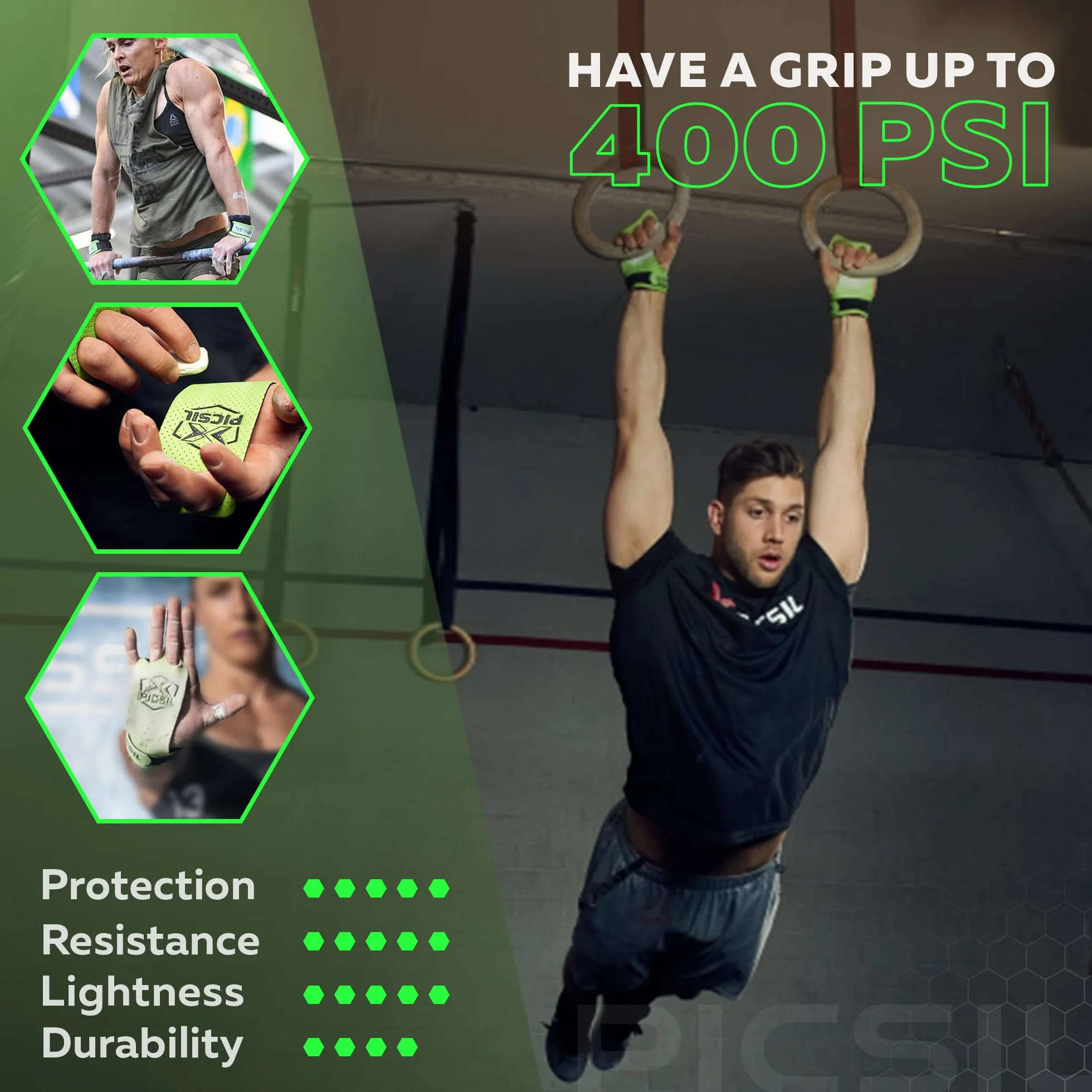 PICSIL Azor Cross Training Grips, uchwyty z tkaniny syntetycznej, zwiększona ochrona i wygoda, boksu, podnoszenia ciężarów, zapobiega powstawaniu pęcherzy i rozdarć, unisex