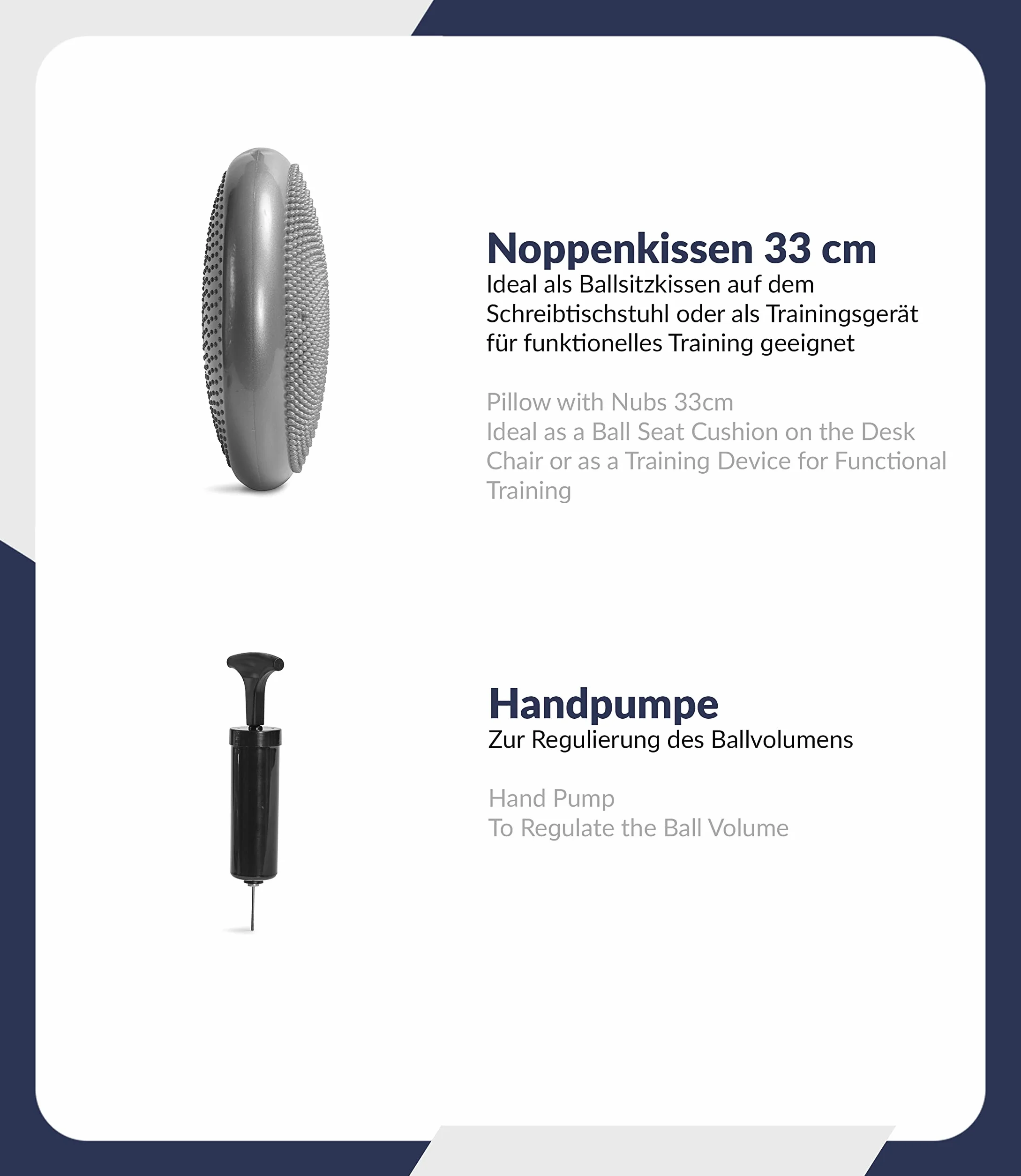 Piłka do Ćwiczeń (65cm) i Poduszka Równoważna (33cm) Firmy C4B, Z Pompką Ręczną, Poduszka Sensomotoryczna z Wgłębieniami, Piłka Fitness, Trening Mięśni Pleców, Joga, etc., Wzmocnienie Pleców
