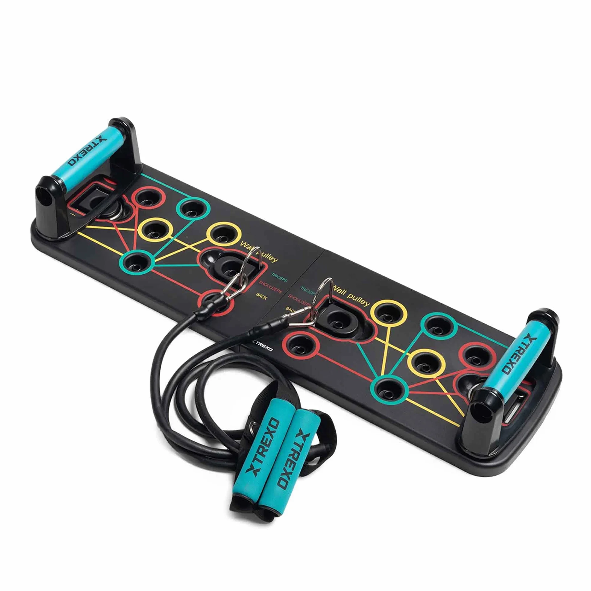 XTREXO Wielofunkcyjna deska do pompek w kolorze czarnym, z kodami kolorystycznymi, urządzenie do fitnessu z tworzywa ABS i TP Comapect, 66 x 20 x 2 cm, uniwersalny trening siłowy, antypoślizgowe