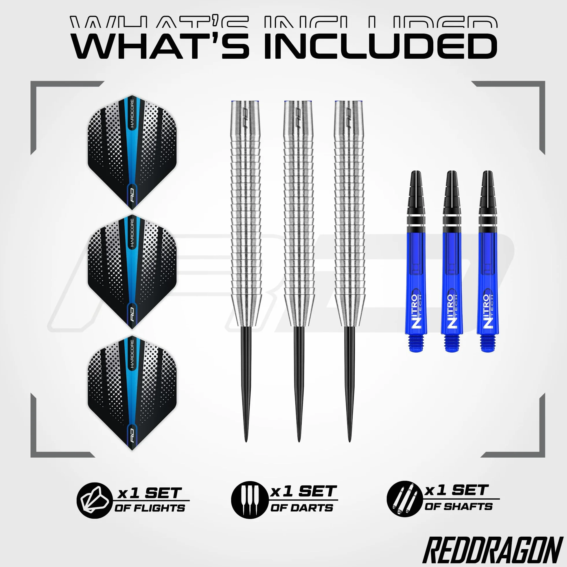 RED DRAGON Rzutki Razor Edge Series Wolfram profesjonalne rzutki stalowe z lotkami i trzonkami
