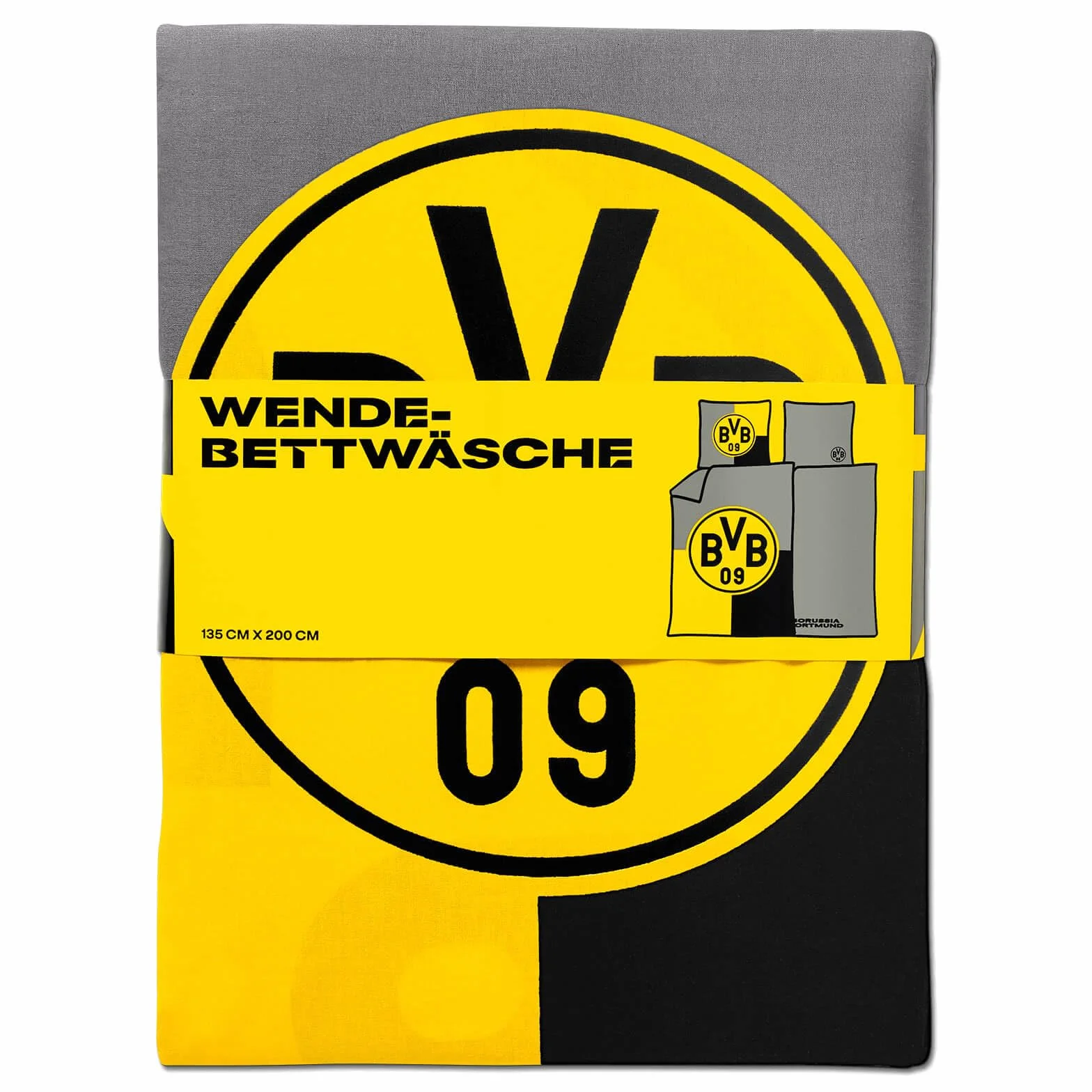 Borussia Dortmund Unisex – dwustronna pościel BVB dla dorosłych czarno-żółta 135 x 200 cm, wielokolorowa