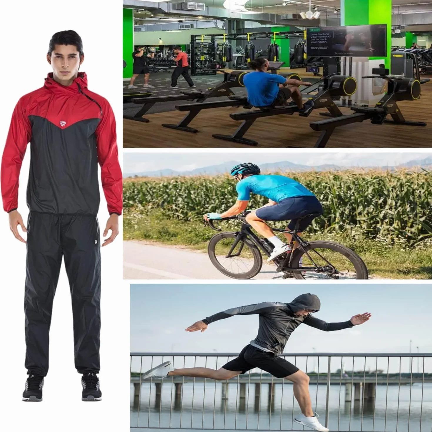 Sauna Jacket Sweat Hoodie for Men Weight Loss Sauna Suits Long Sleeve Shirt Workout Exercise Gym Boxing